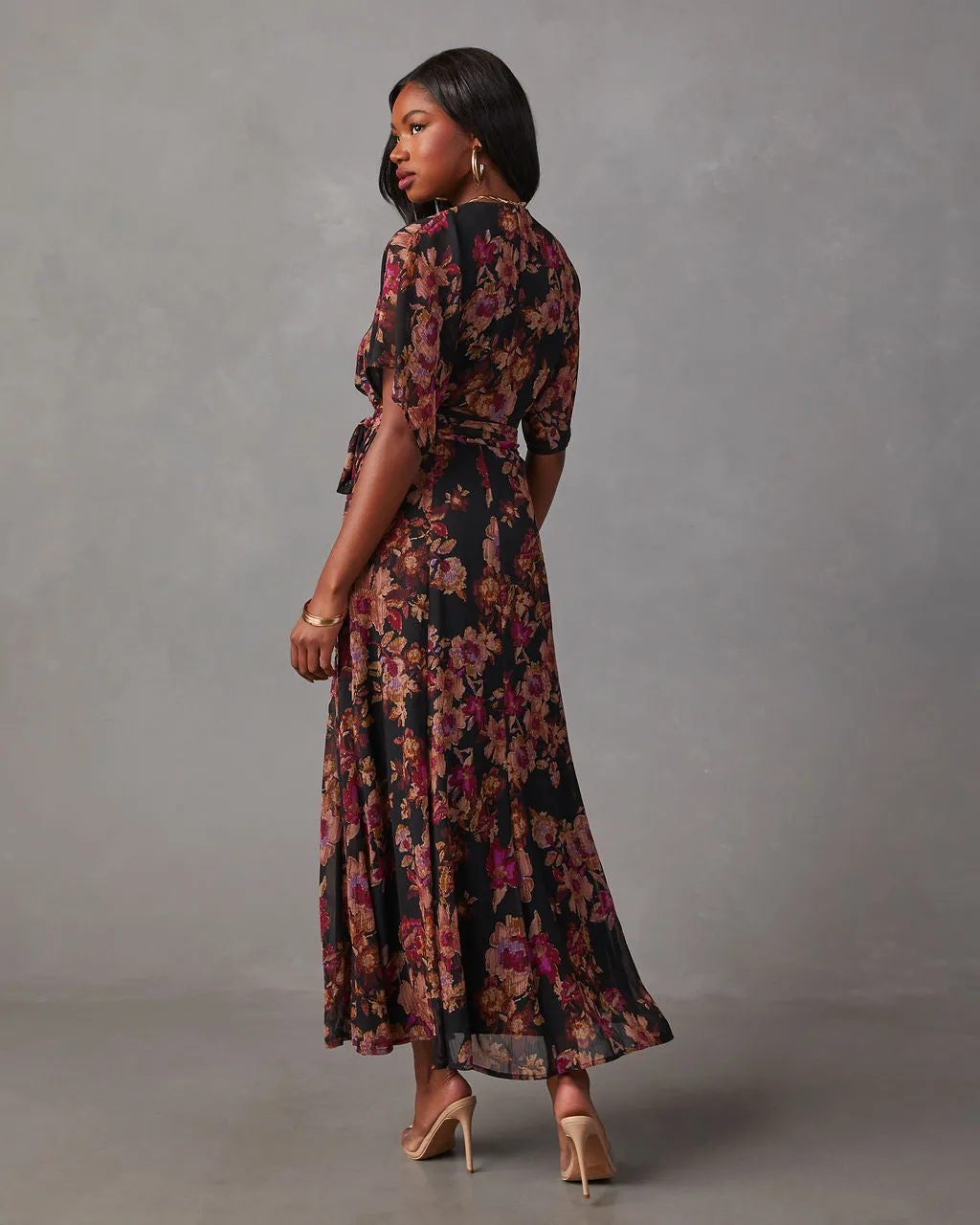 Aubrey Surplice Chiffon Floral Maxi Dress