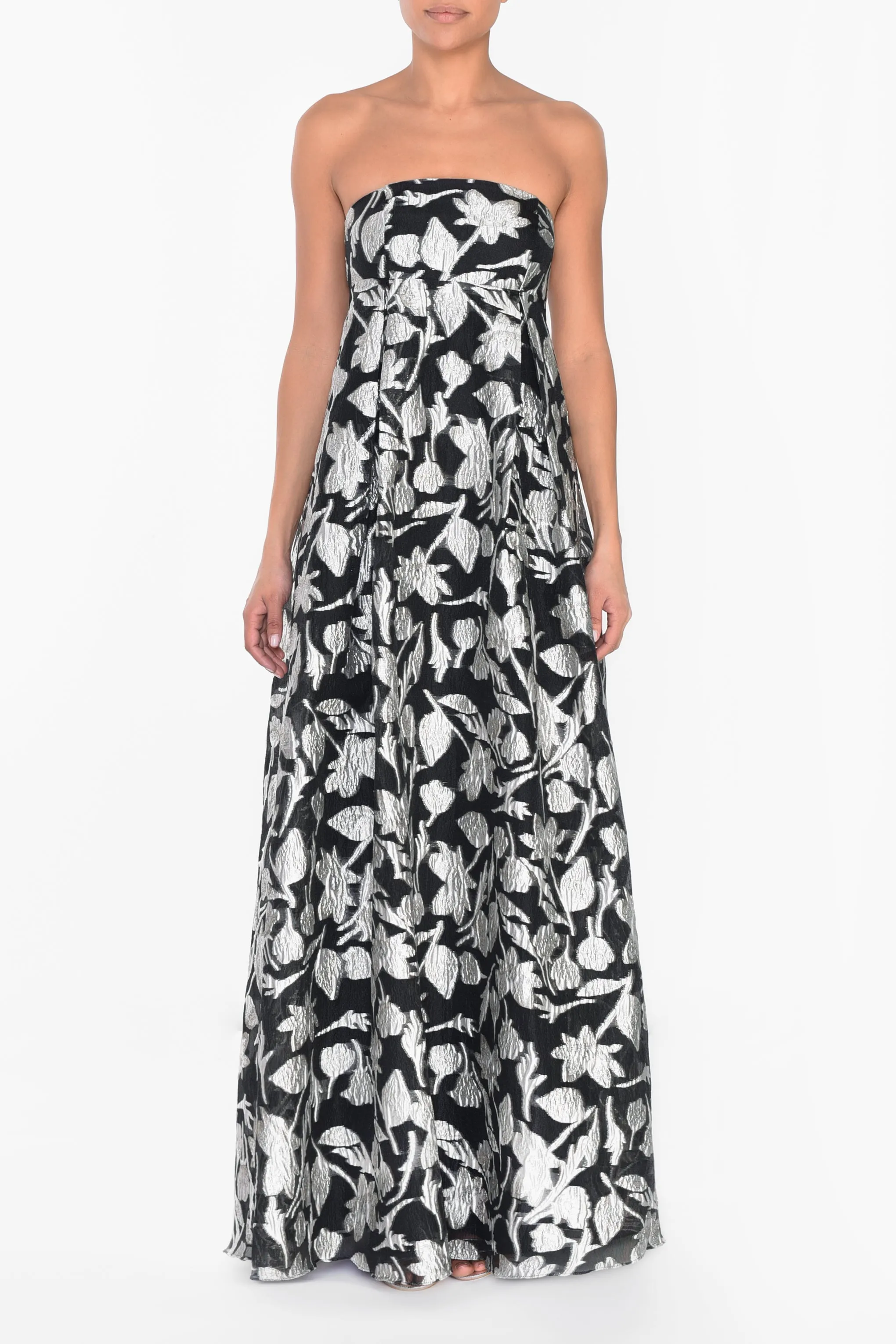 Aurelia Black-Silver Line Strapless Maxi Dress