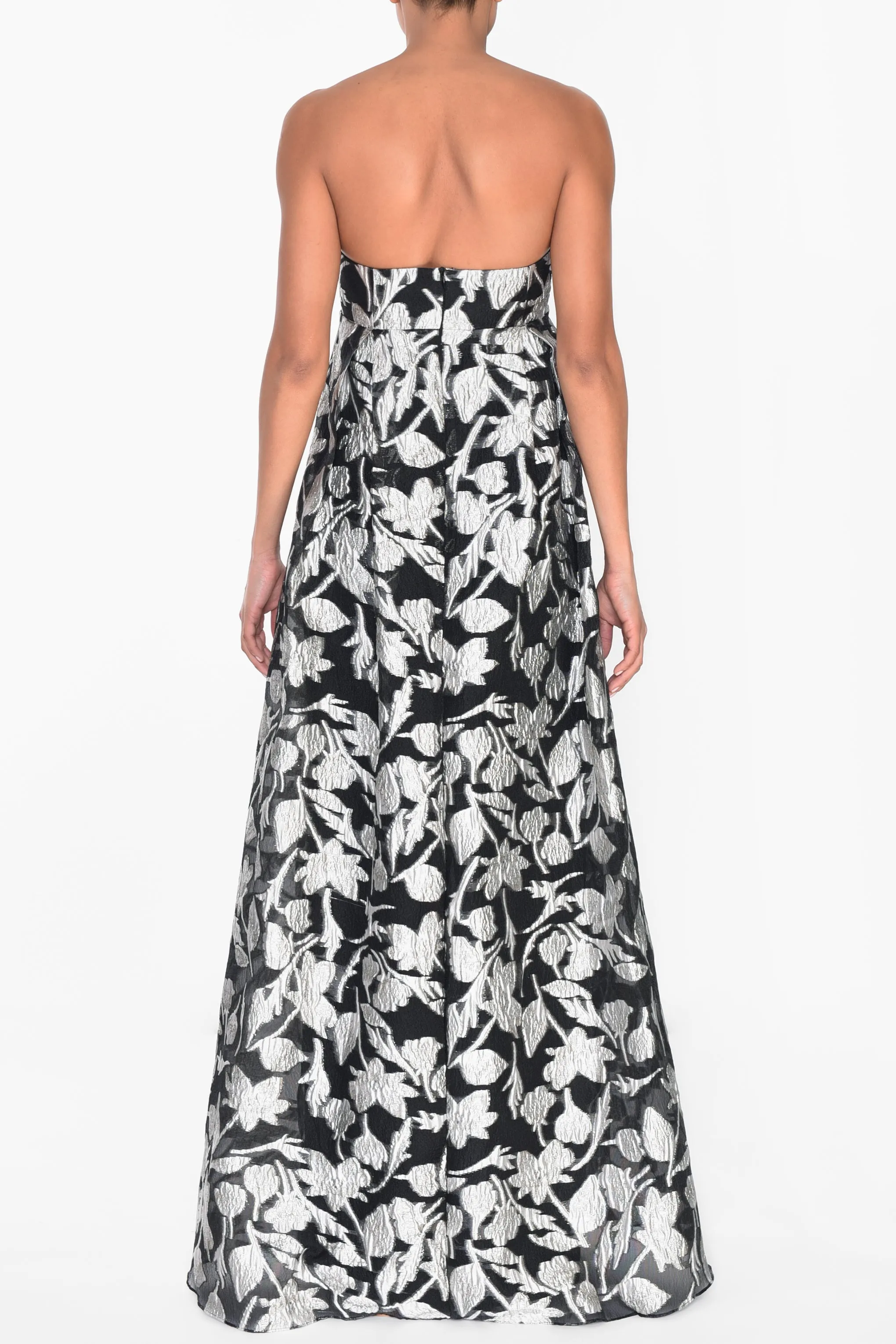 Aurelia Black-Silver Line Strapless Maxi Dress