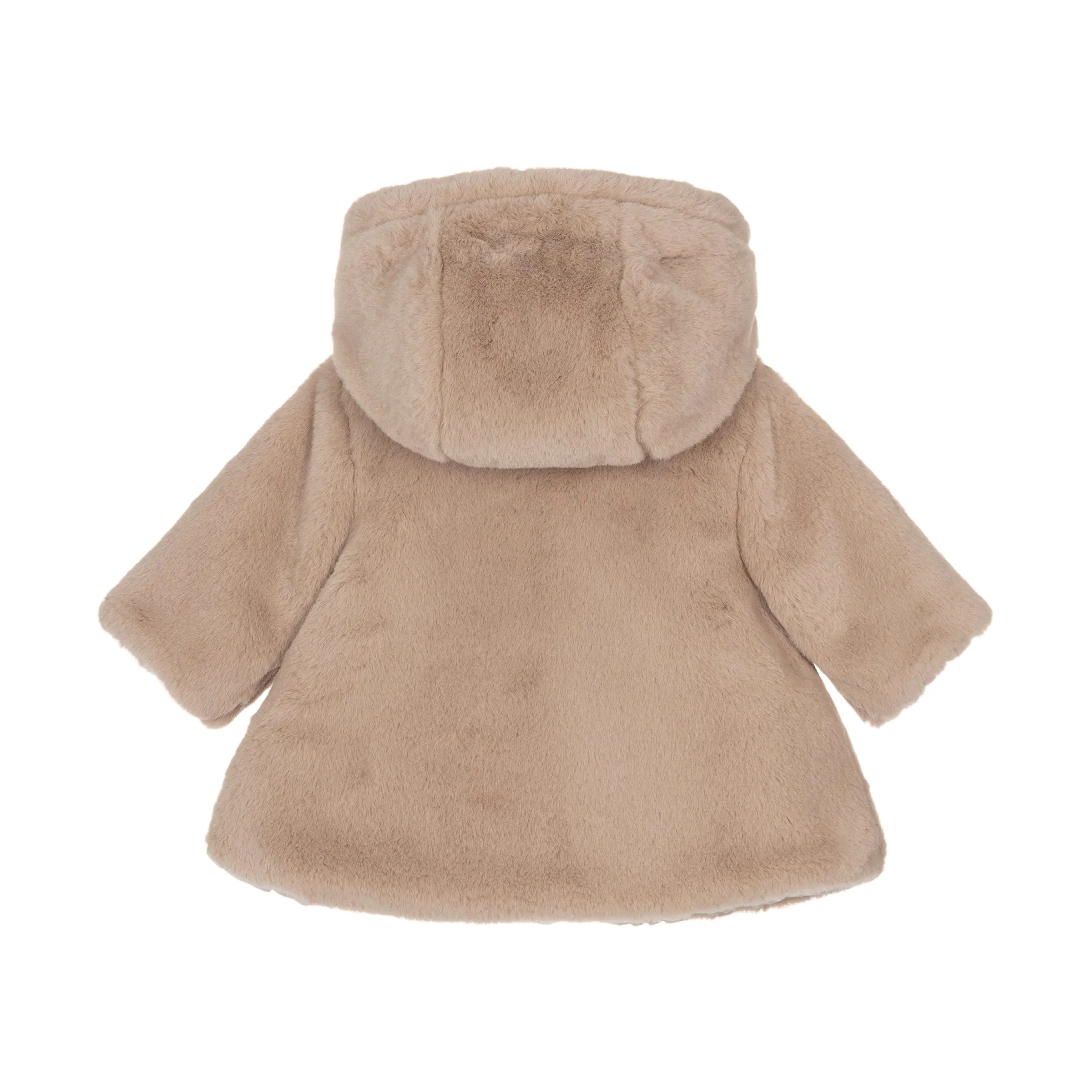 Beige Reversible Puffer Faux Fur Coat