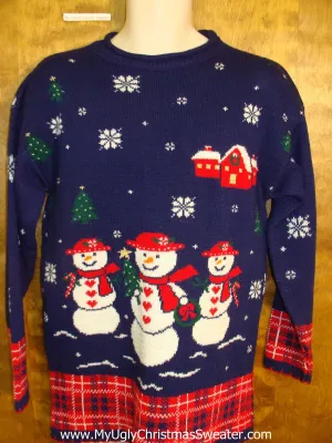 Best 80s Snowman Ugliest Christmas Sweater Pullover