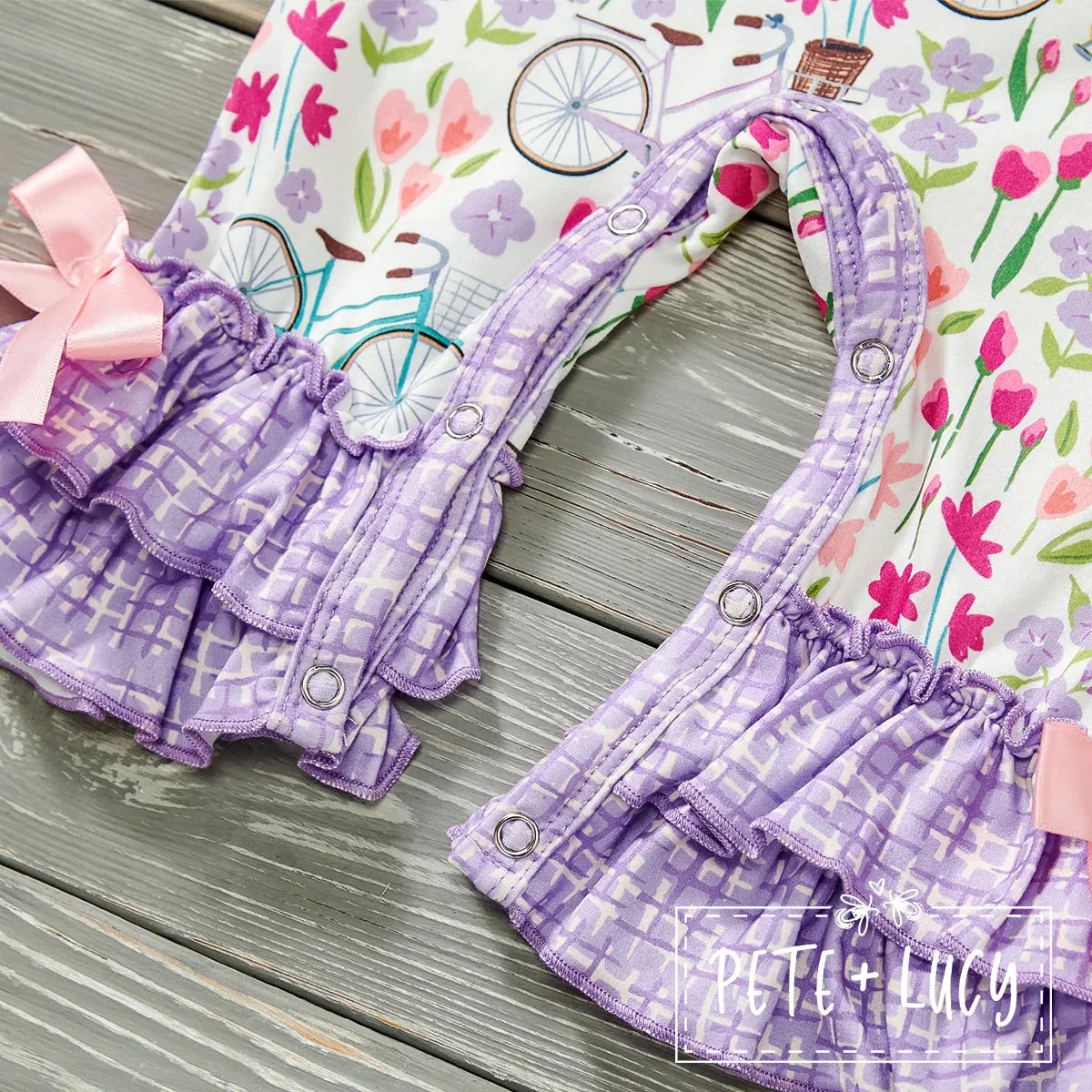 Bicycle through the Tulips Girl's Romper