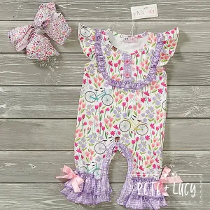 Bicycle through the Tulips Girl's Romper