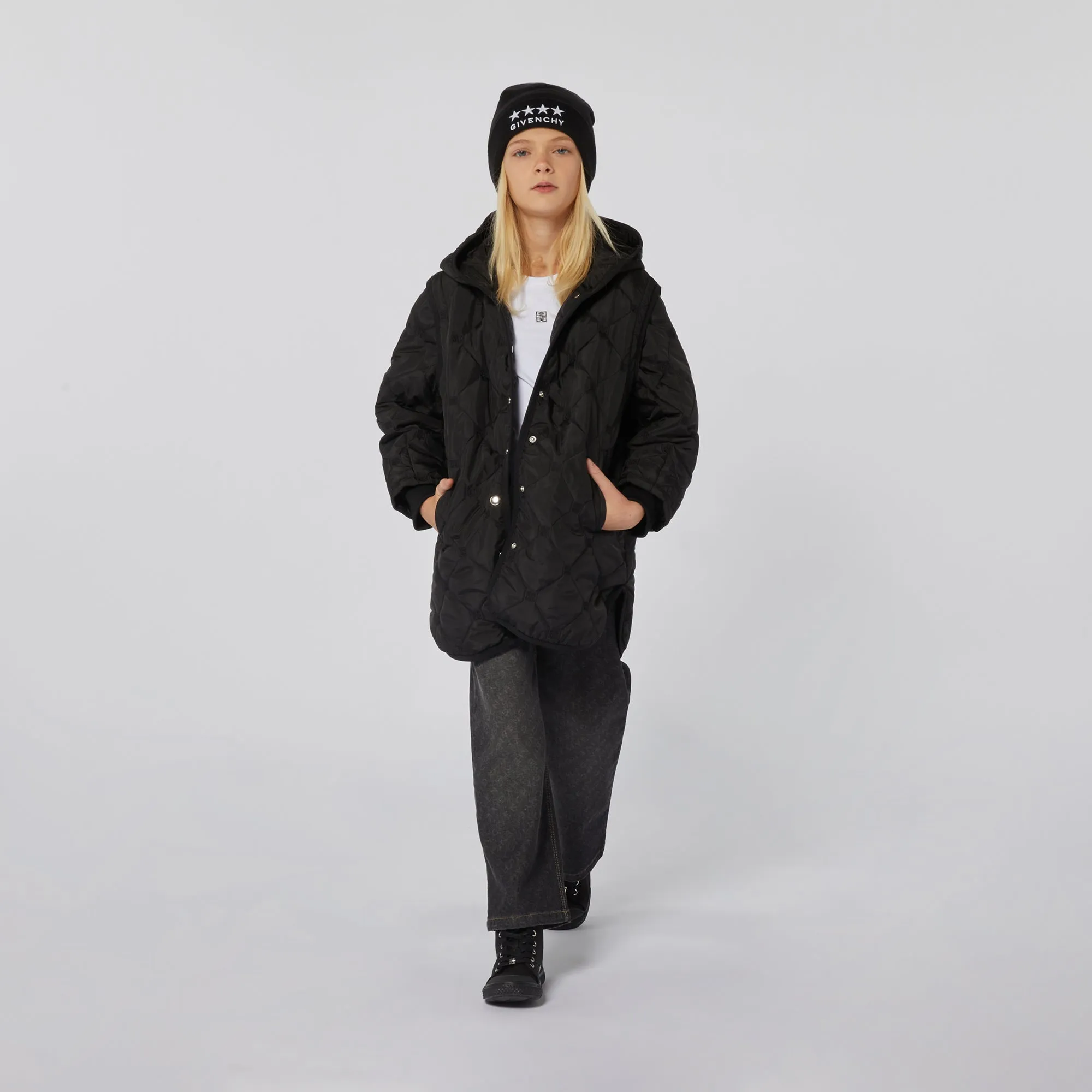 Black Removable Sleeve Puffer Jacket