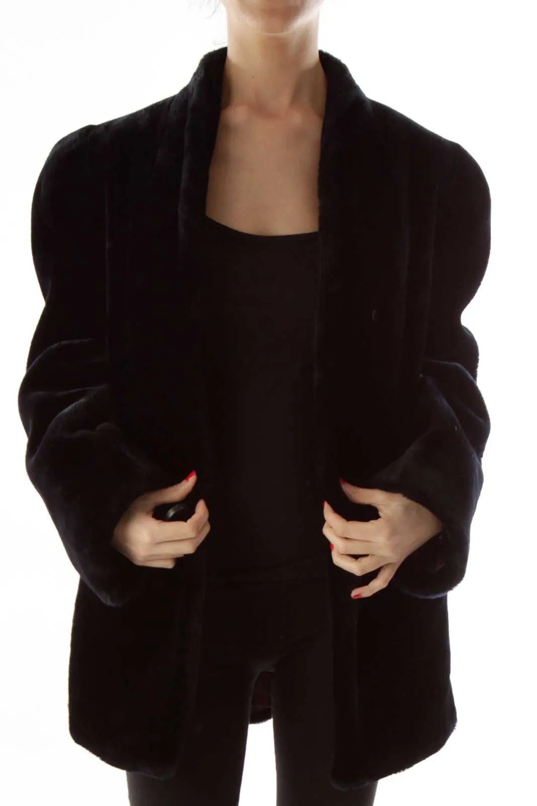 Black Vintage Faux-Fur Coat