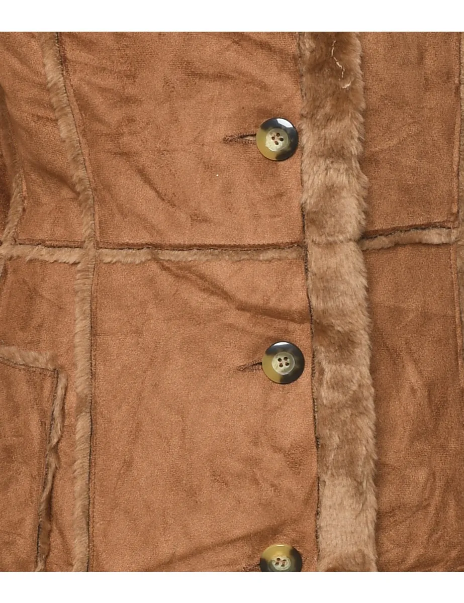 Brown Classic Shearling Coat - L