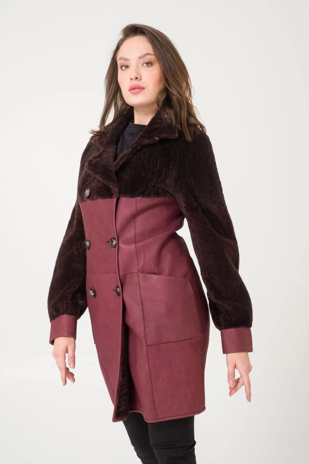 Burgundy Shearling Coat