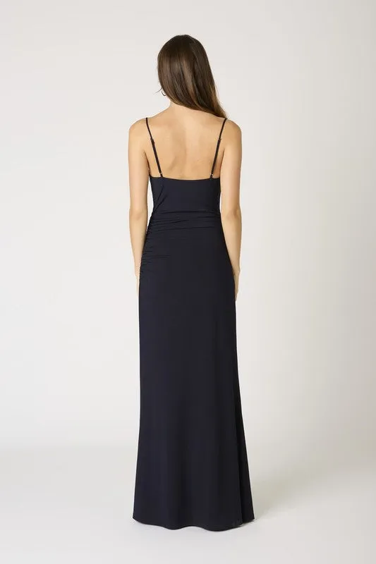 Chelsea Sleeveless Cowl Neck Ruched Maxi Dress Black