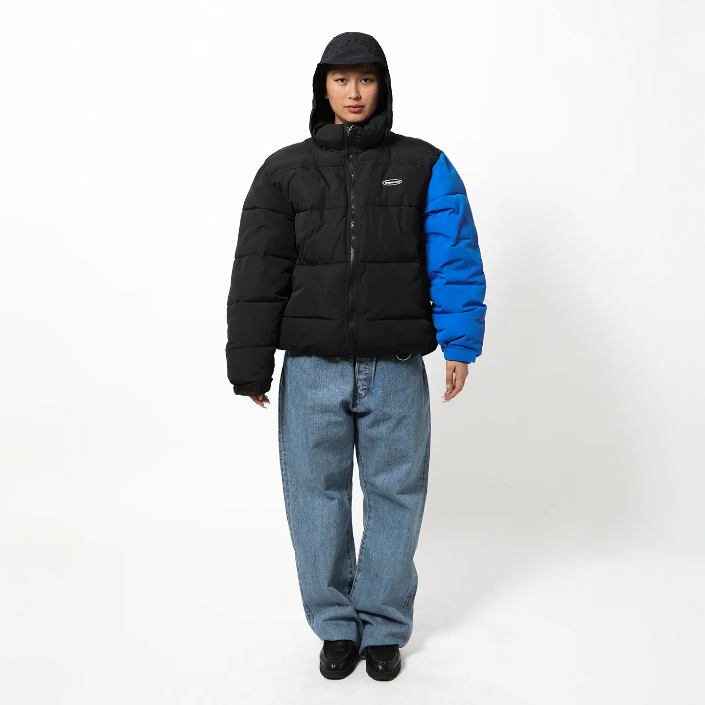 CONTRAST SLEEVE PUFFER JACKET