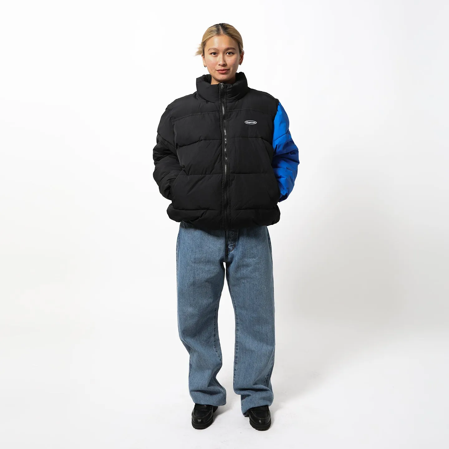 CONTRAST SLEEVE PUFFER JACKET