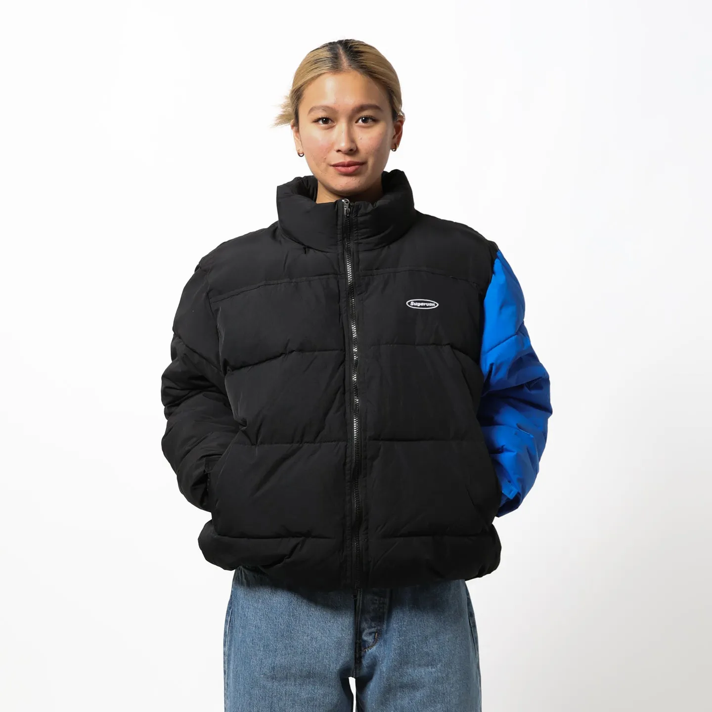 CONTRAST SLEEVE PUFFER JACKET