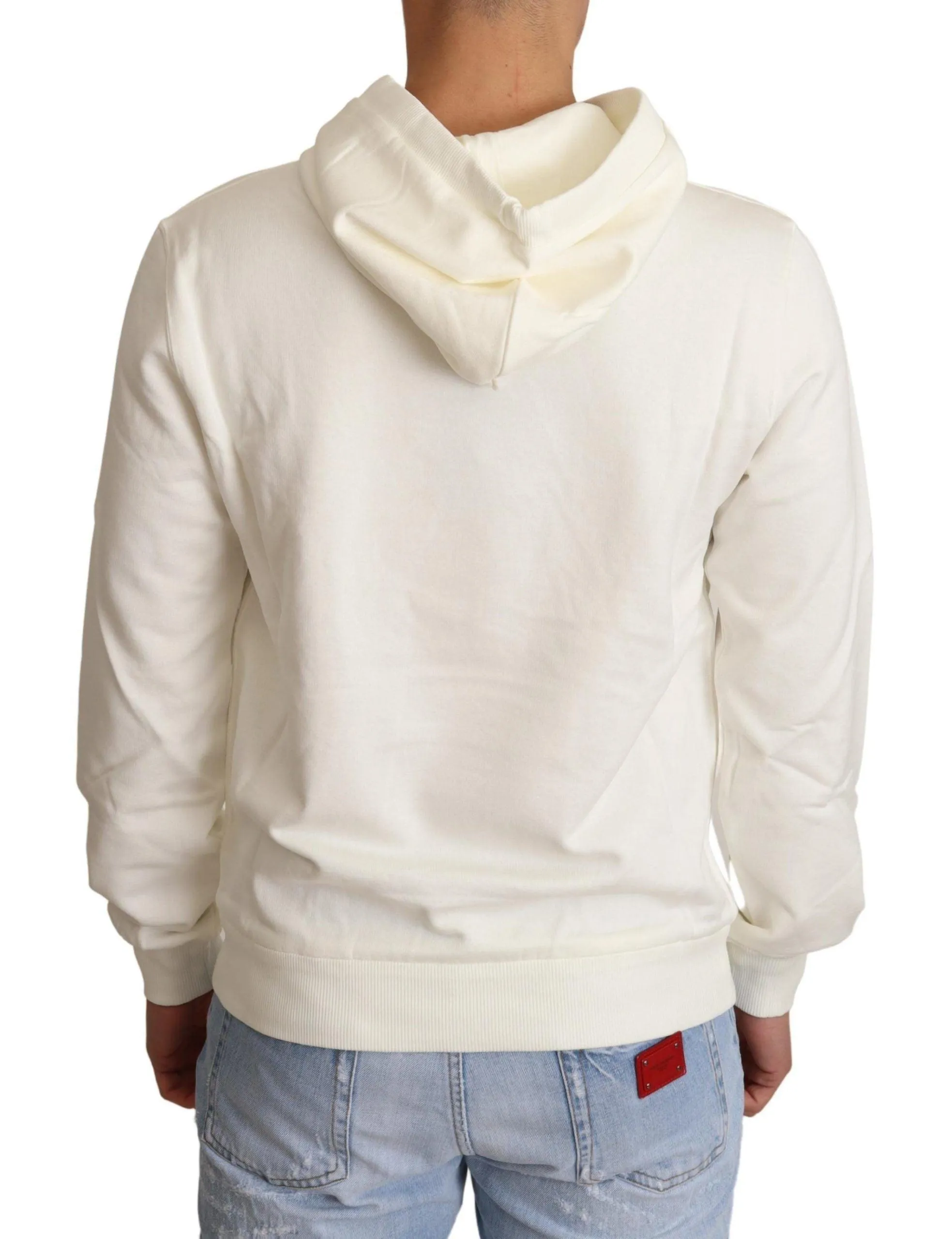 Dolce & Gabbana White King Ceasar Cotton Hooded Sweater