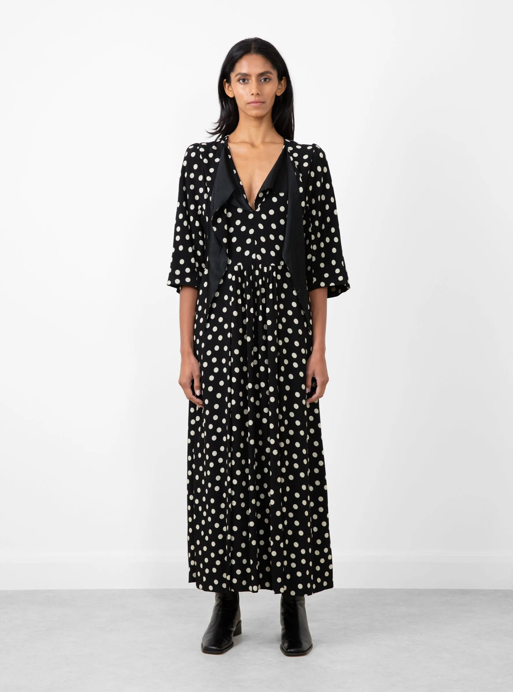 Dot Print Dress Black