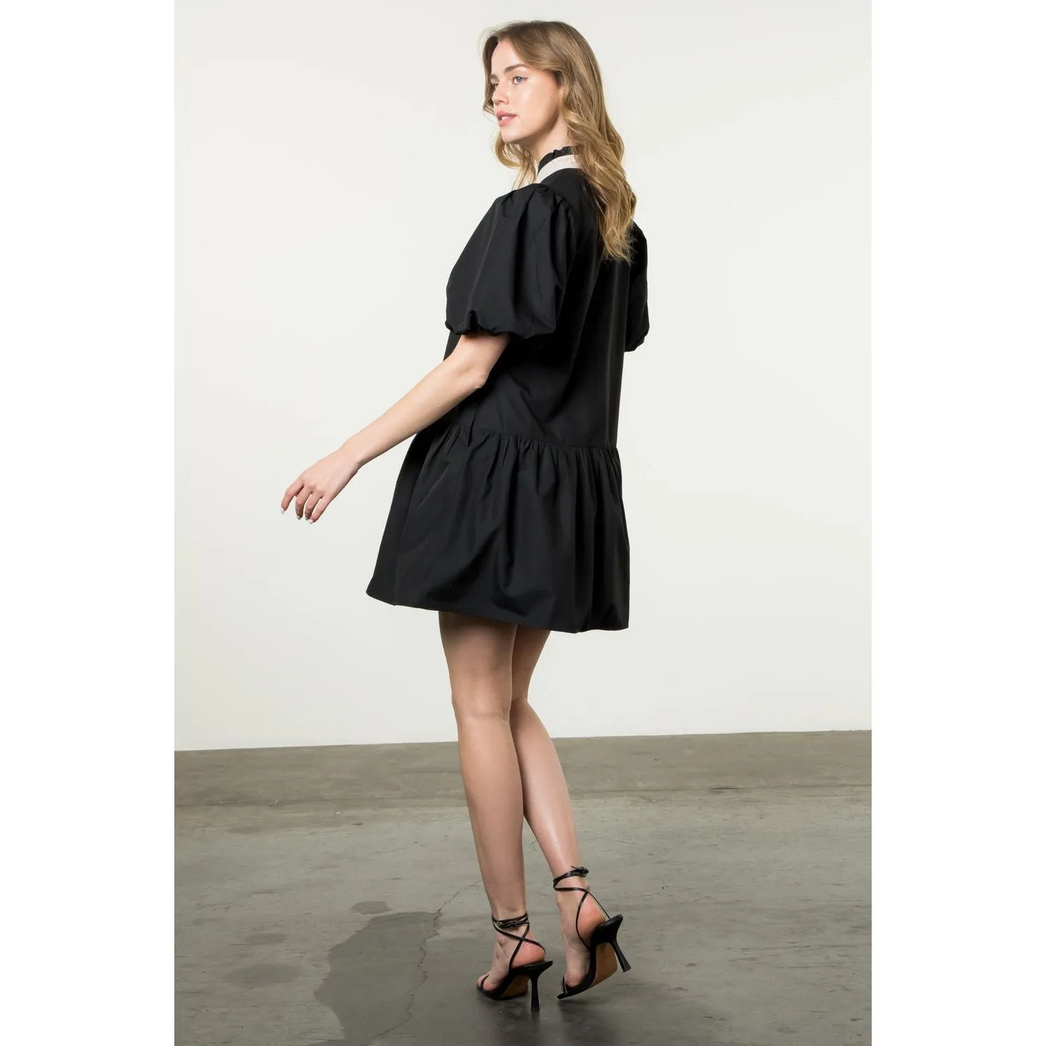 Elora Puff Sleeve V Neck THML Dress