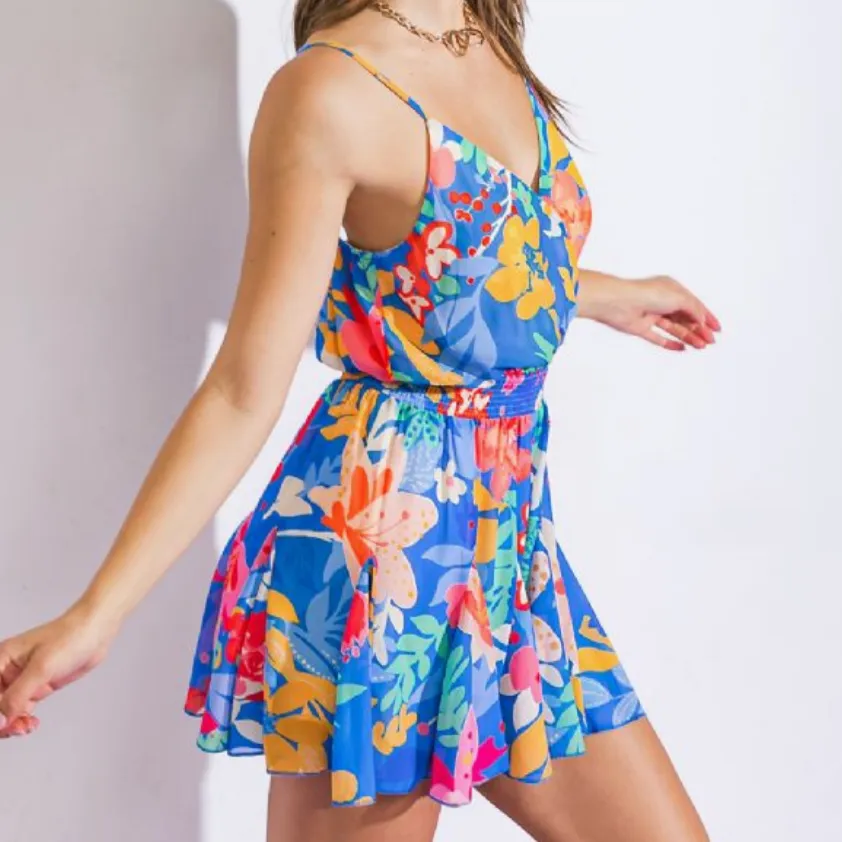 Floral Fantasy Smocked Flutter Floral Romper