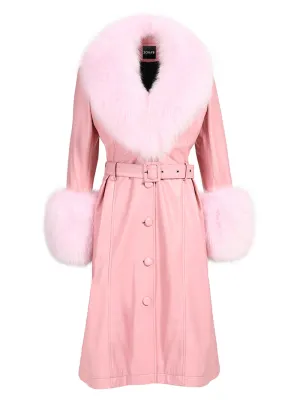 Fur Foxy Leather Coat in Light Pink