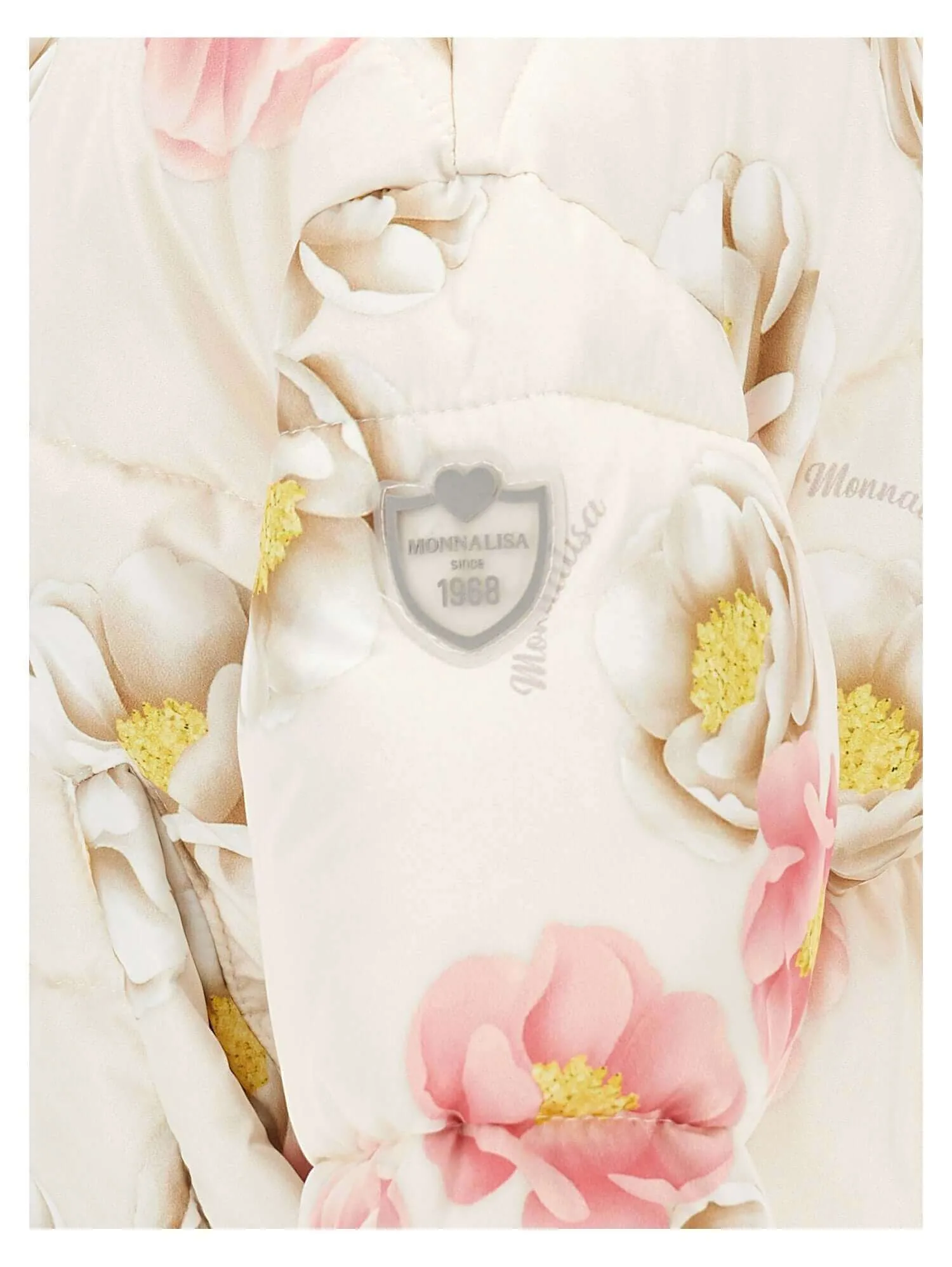 Girls Cream Rose Puffer Coat