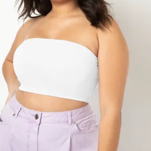 Got You Covered Bandeau Top in White PLUS