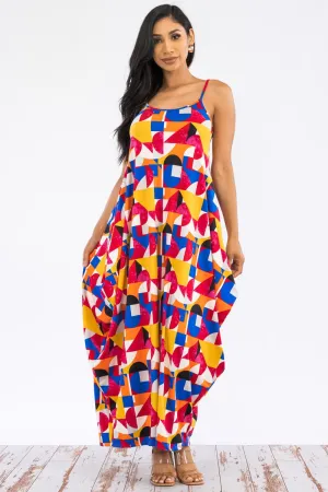 HH645R-BLOCK - CAMI MAXI DRESS WITH POCKETS