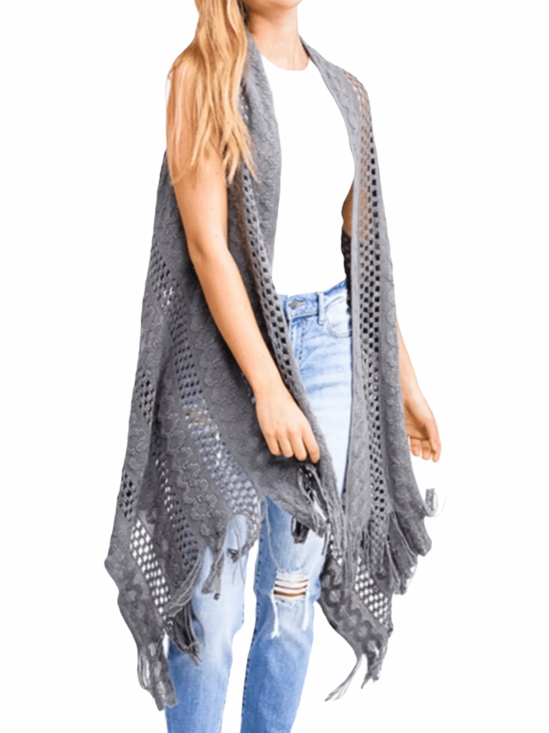 High Low Knitted Cardigan Vest