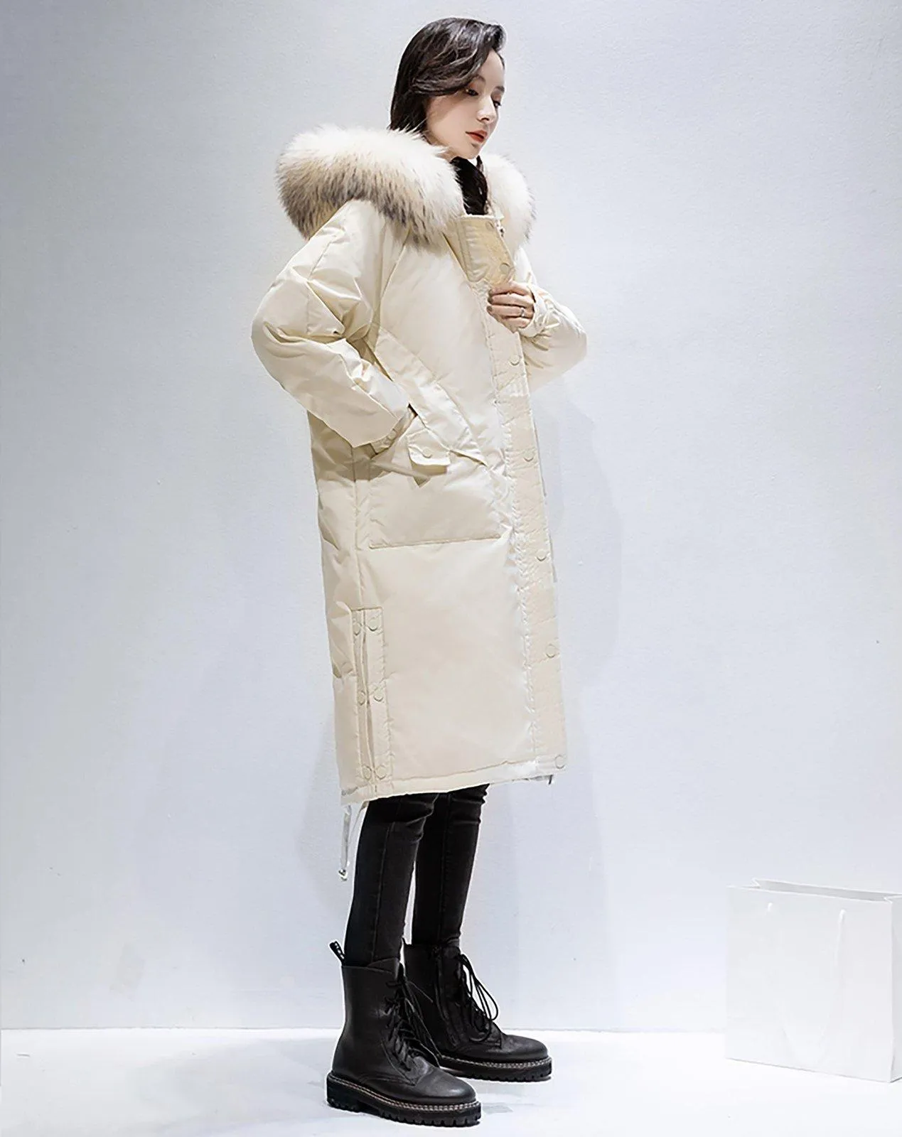 Hooded Fur Collar Down Puffer Parka