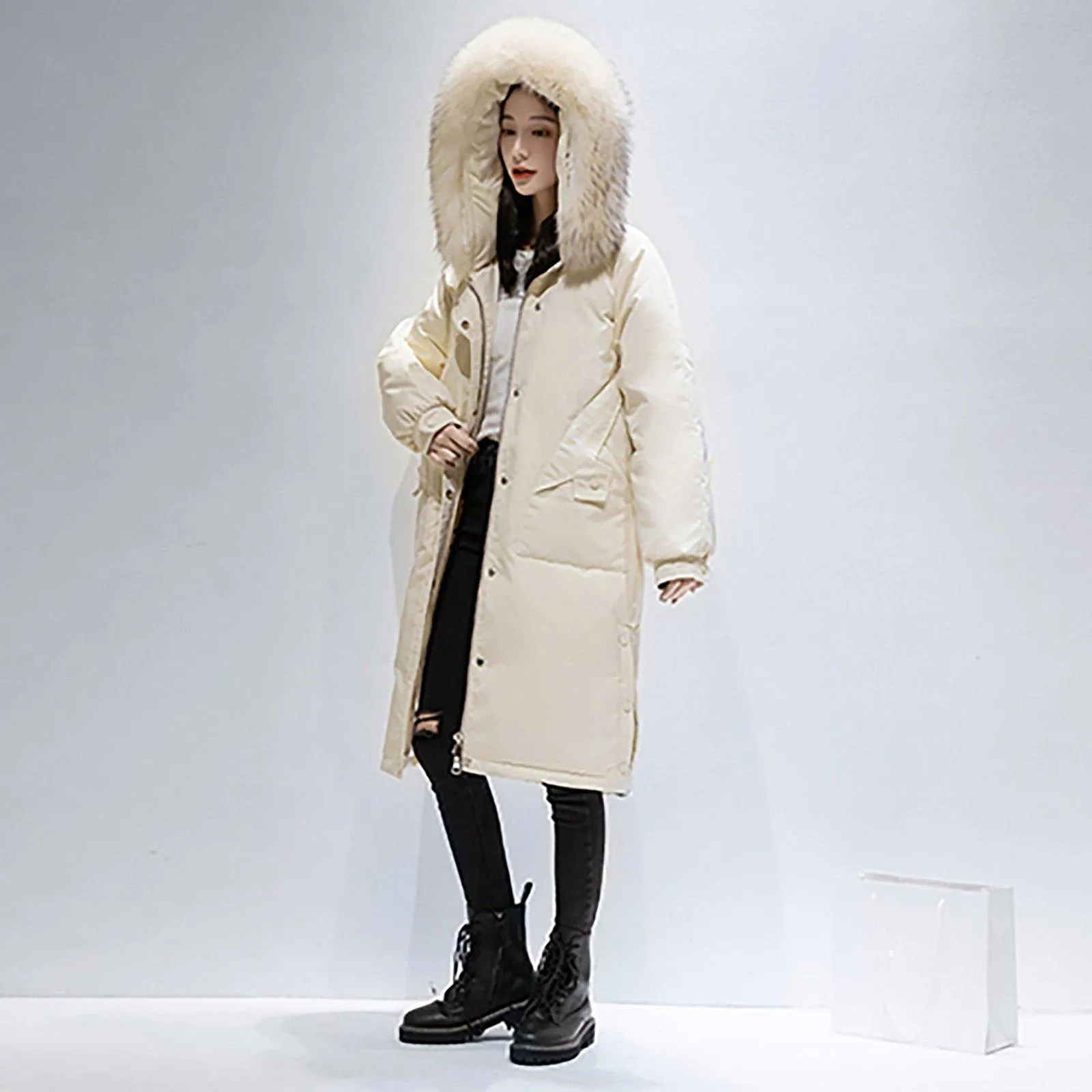 Hooded Fur Collar Down Puffer Parka