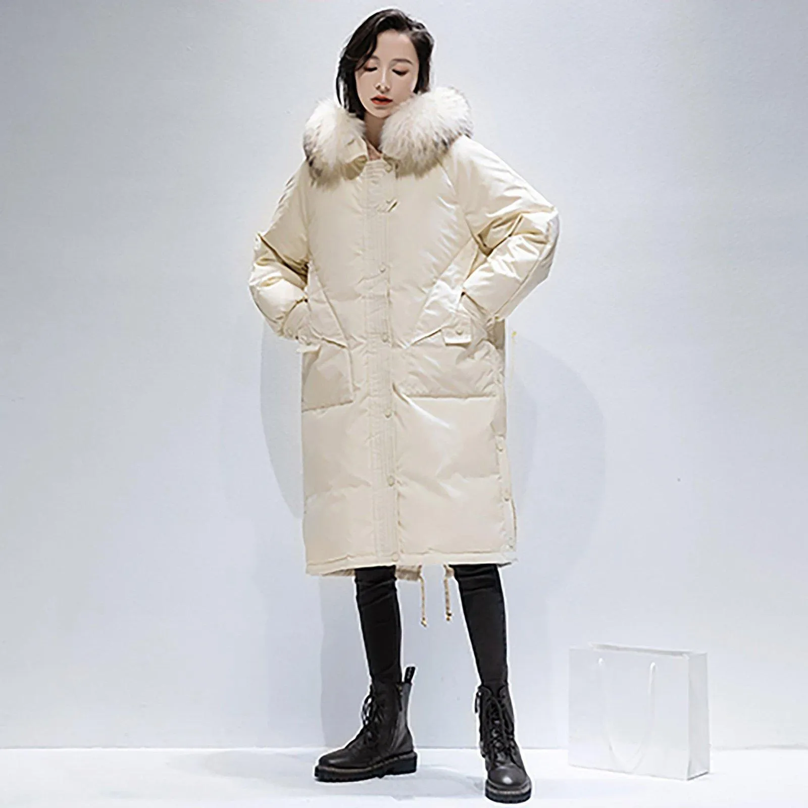 Hooded Fur Collar Down Puffer Parka