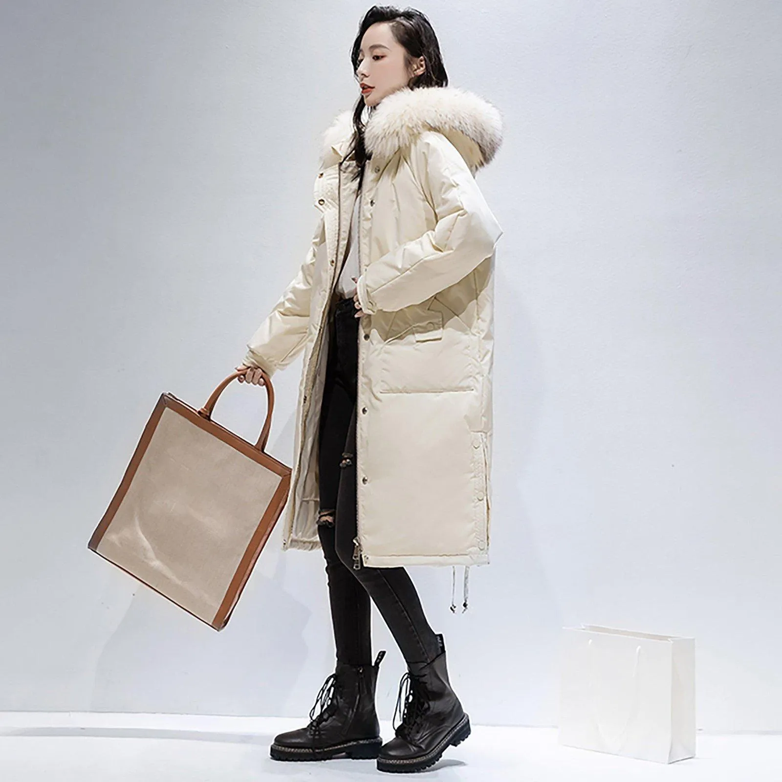 Hooded Fur Collar Down Puffer Parka