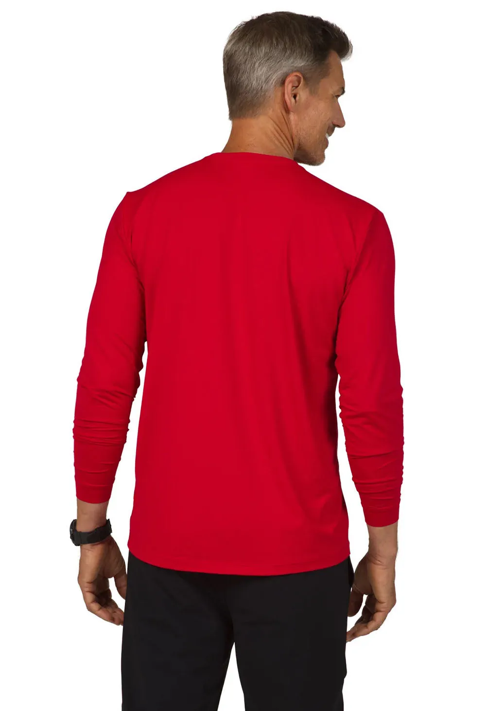 IBKUL Mens Long Sleeve Crew Pullover - Red