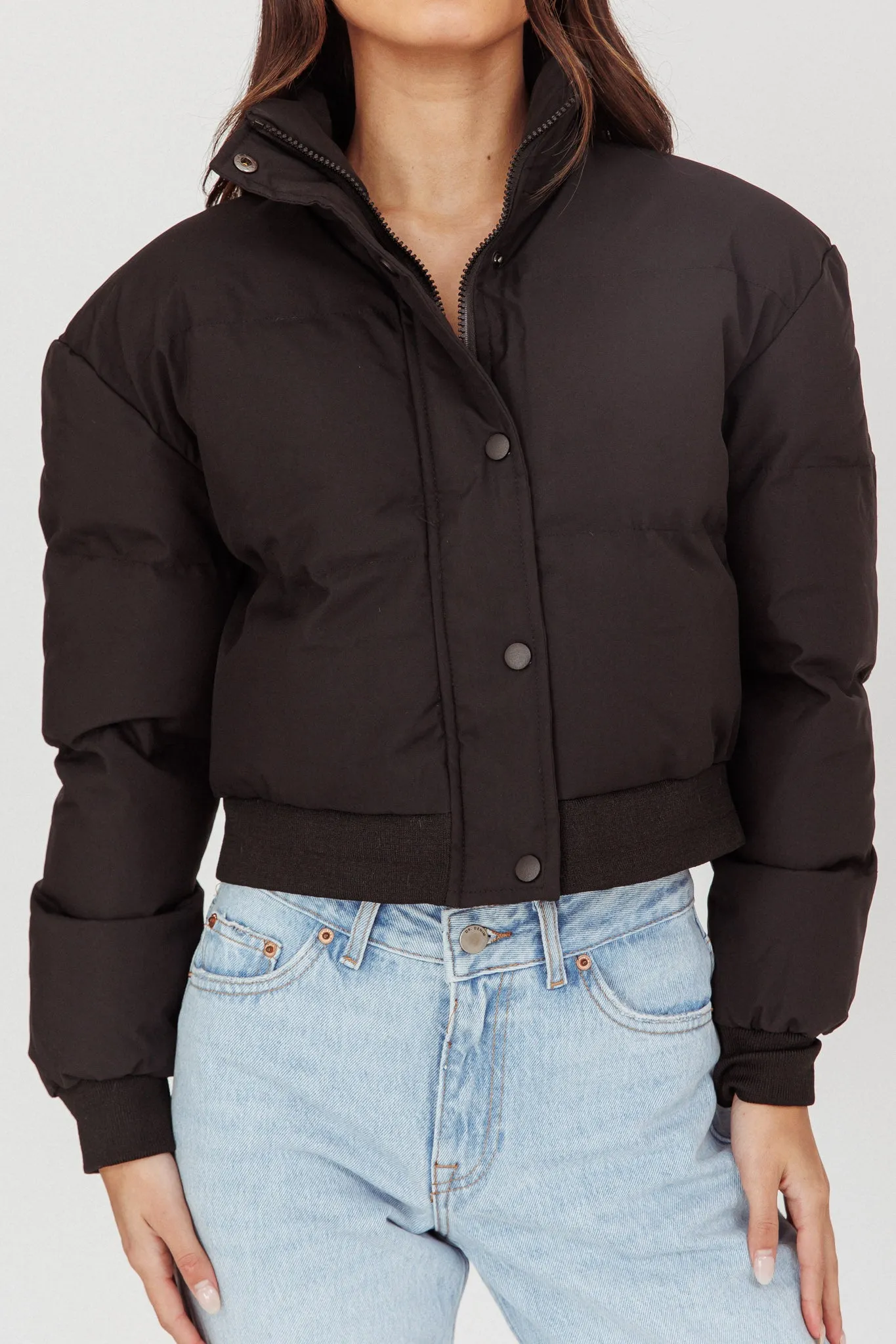 Infatuation Cropped Puffer Jacket Black