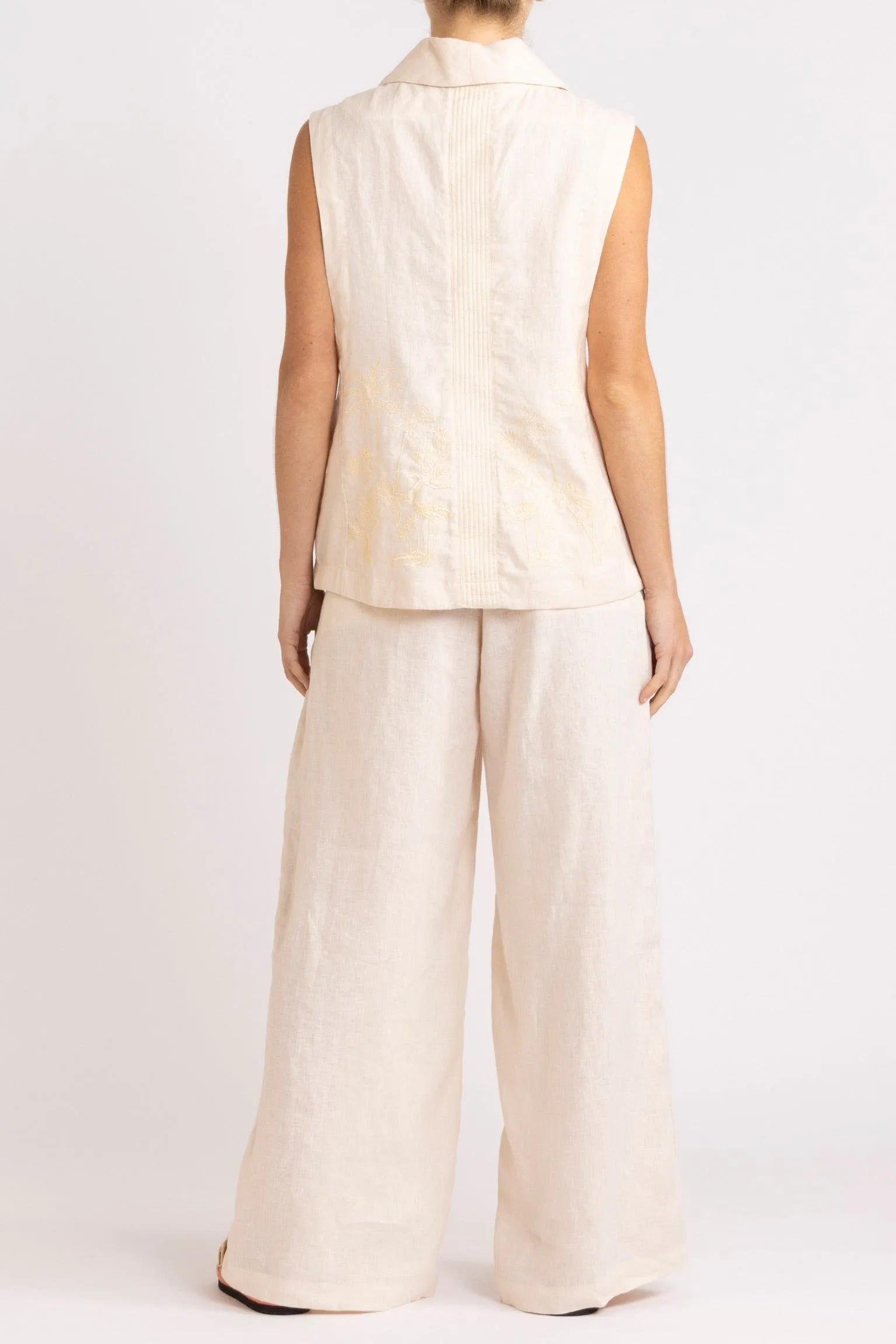 Isadora Embroidered Linen & Silk Vest