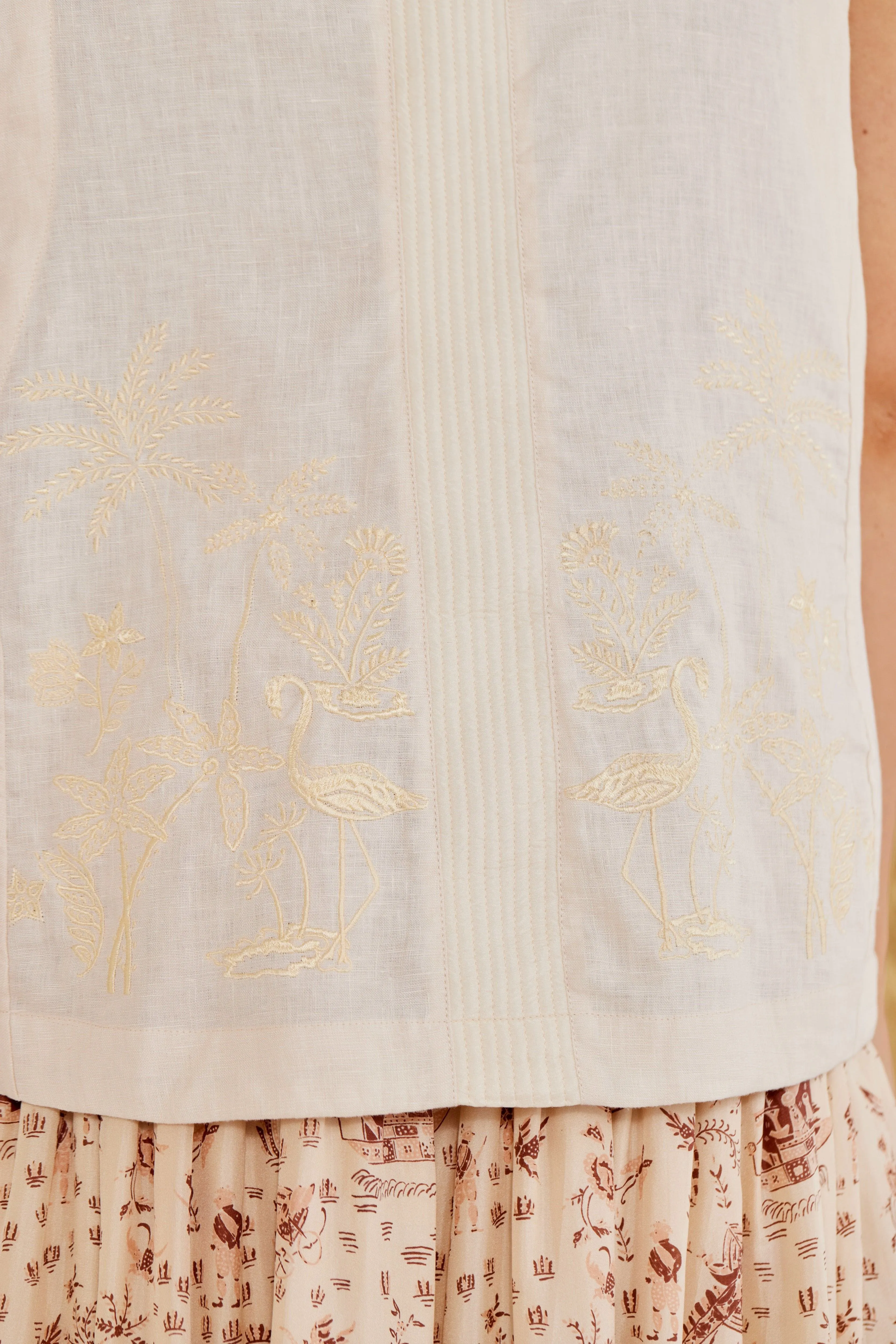 Isadora Embroidered Linen & Silk Vest