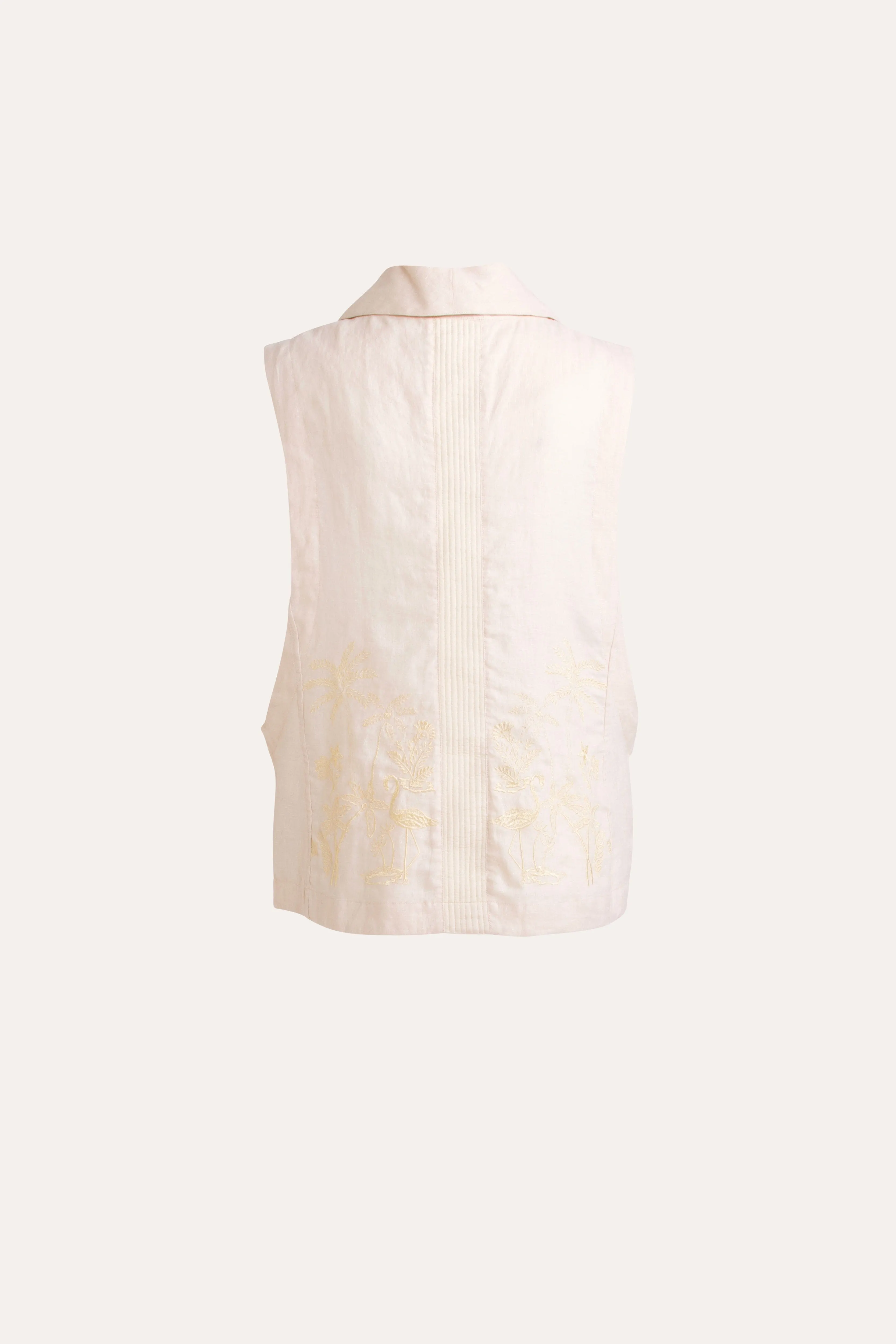 Isadora Embroidered Linen & Silk Vest