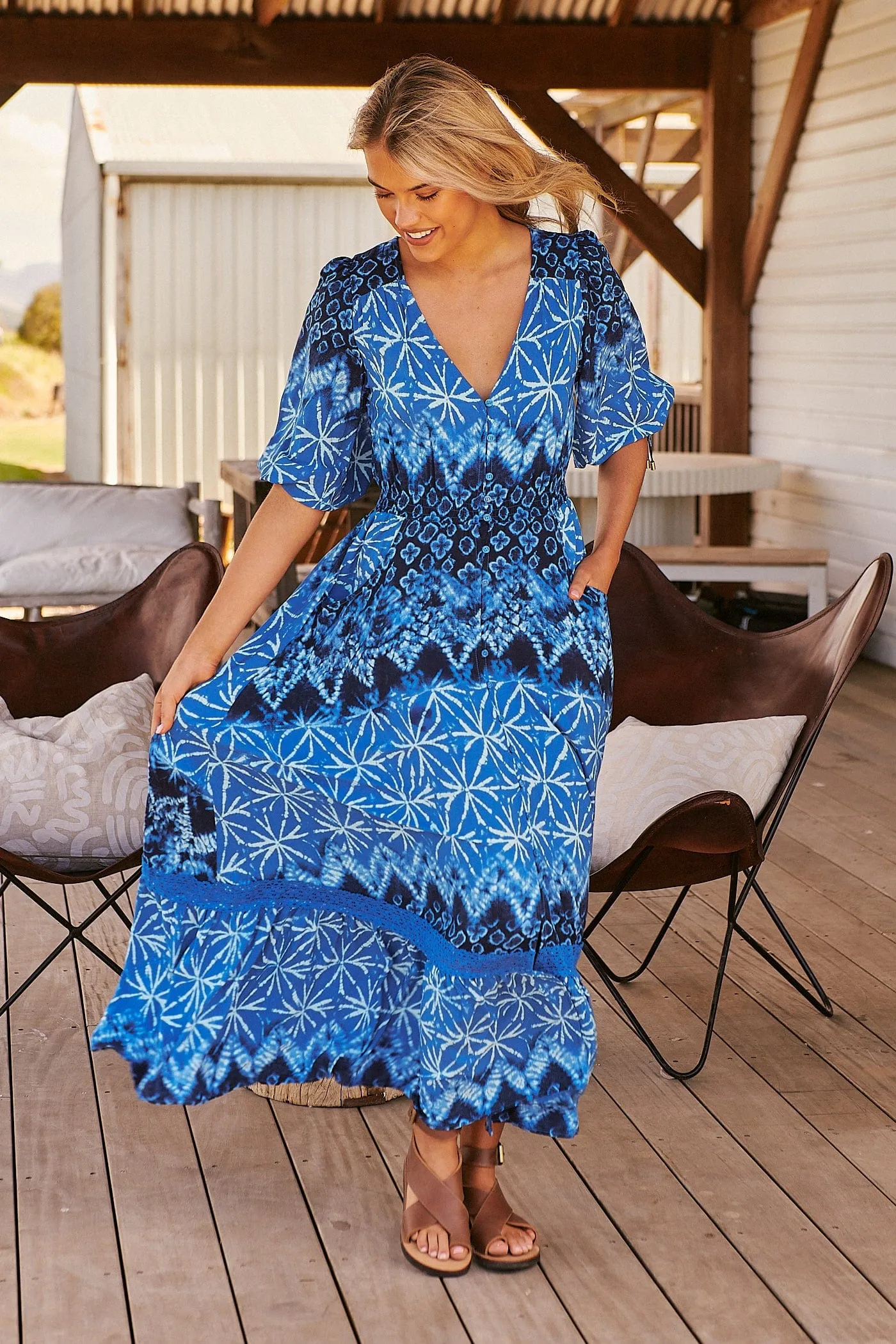 JAASE TRANQUIL TIDES PRINT MOLLI MAXI DRESS