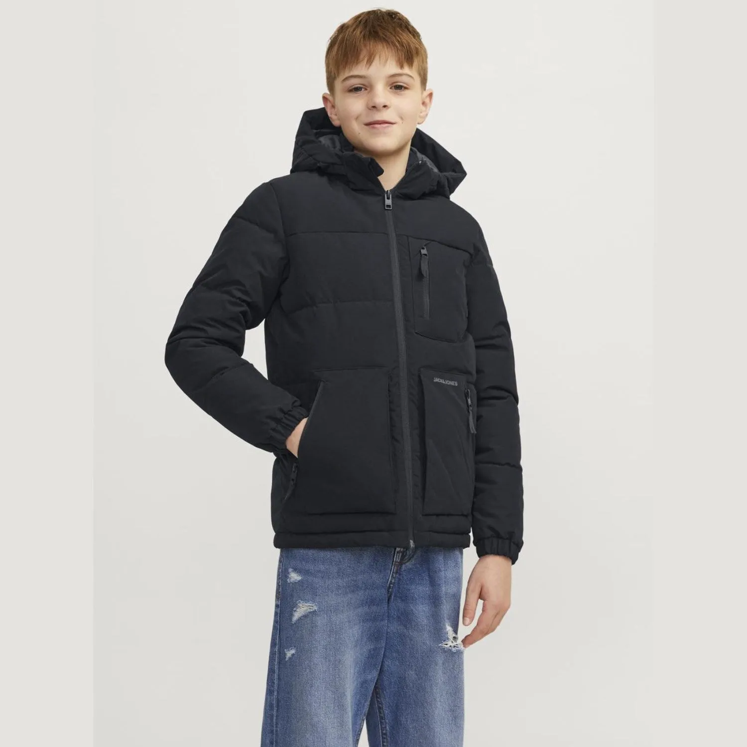 Jack & Jones Junior Black Eotto Puffer Jacket