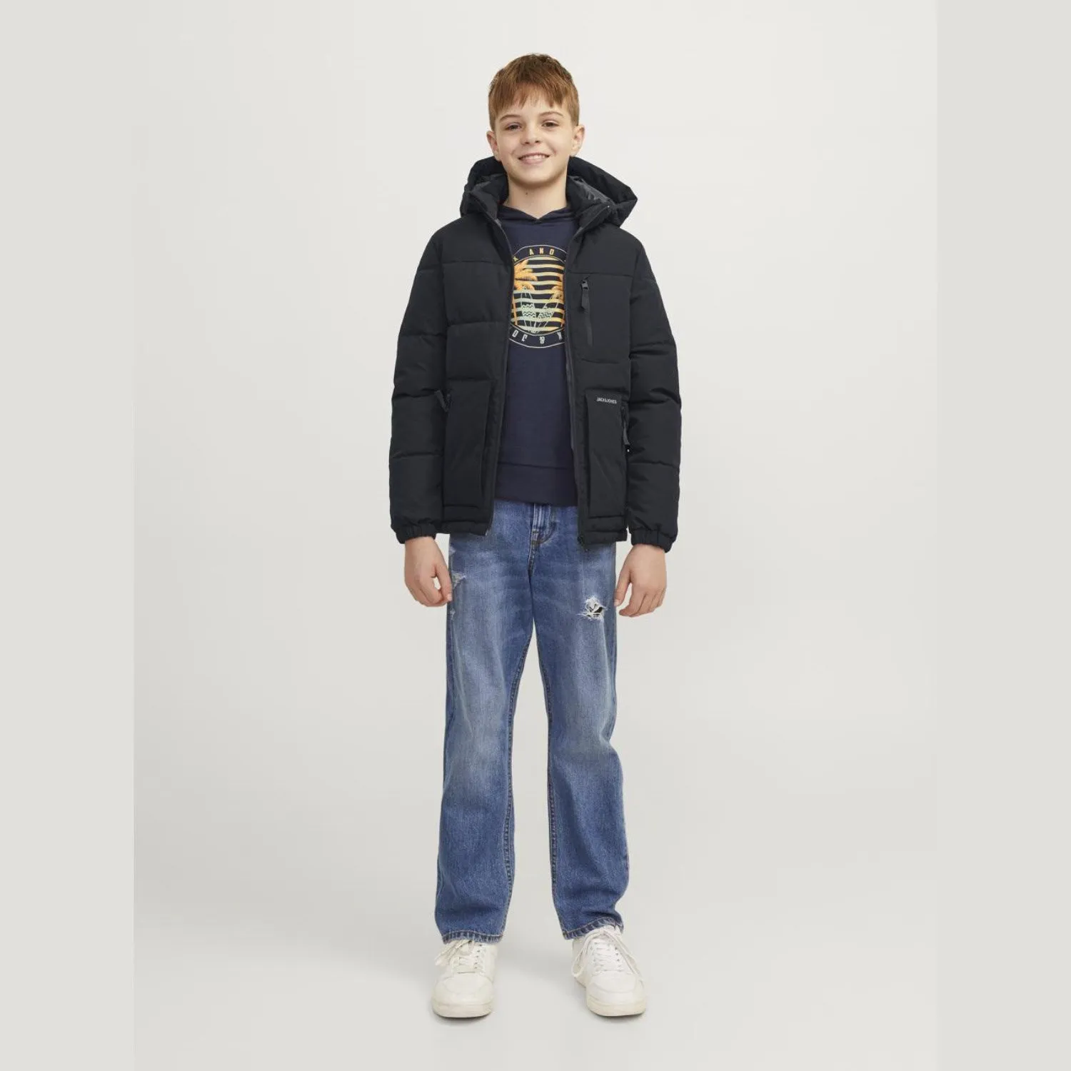 Jack & Jones Junior Black Eotto Puffer Jacket