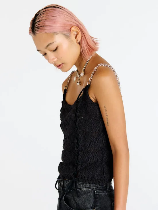 JENNIFER LACE UP KNIT VEST TOP