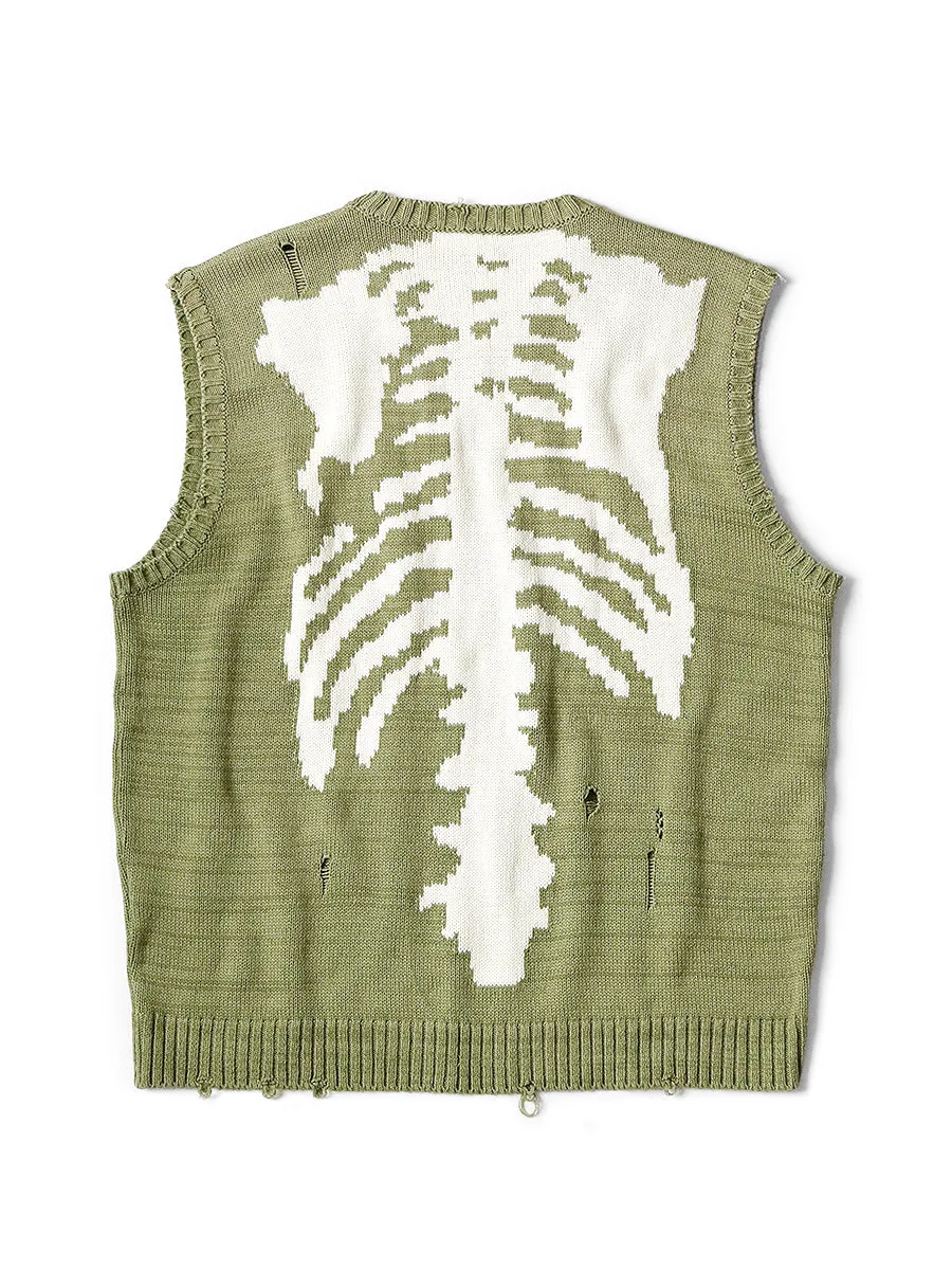 Kapital 5G Cotton Knit BONE Vest - Khaki - (EK-1415)