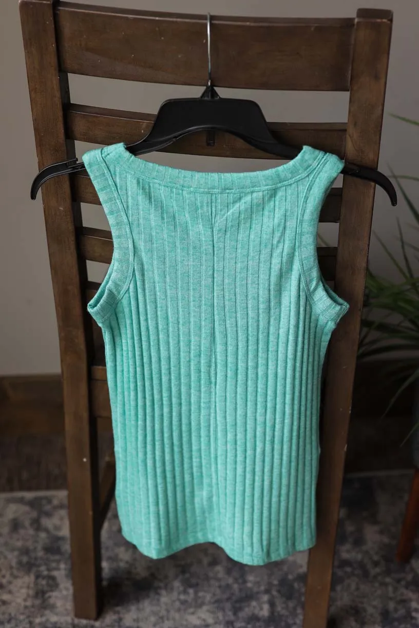 Kelly Green Scoop Neck Sleeveless Sweater Tank Top • S