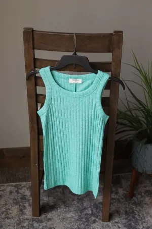 Kelly Green Scoop Neck Sleeveless Sweater Tank Top • S