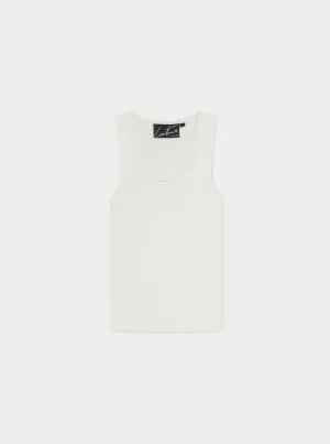 KNITTED LOGO RACER VEST - WHITE