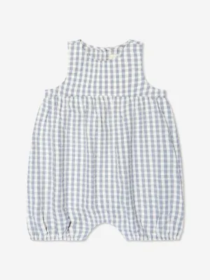 Konges Sløjd Baby Organic Cotton Check Romper in Grey