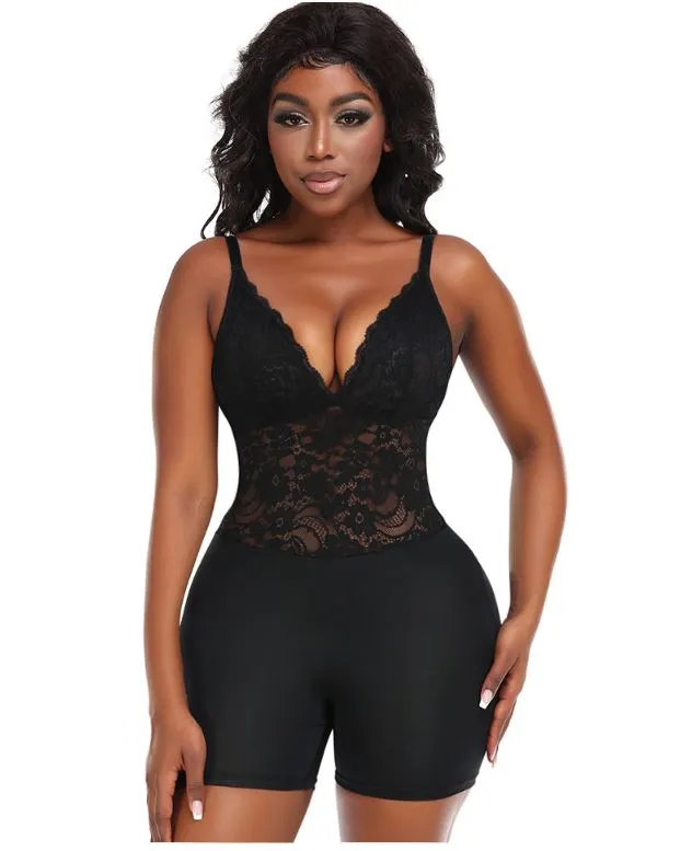 Lace Shapewear Bodysuit with Hip Pads Butt Lifter and Waist Slimmer Slimming Control Panties