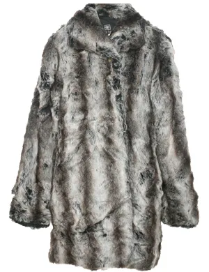 Leopard Pattern Faux Fur Coat - L