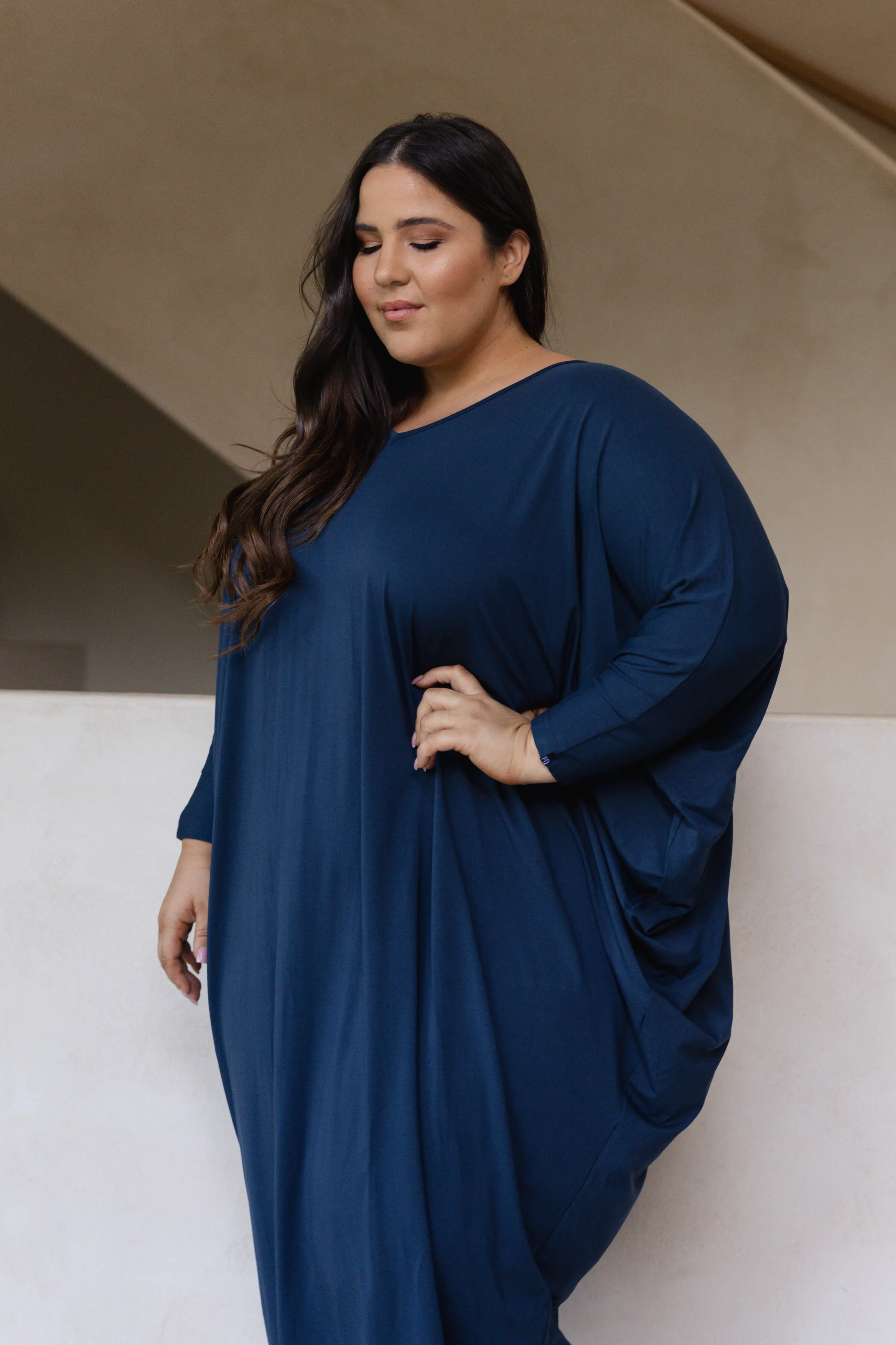 Long Sleeve Maxi Miracle Dress in Navy