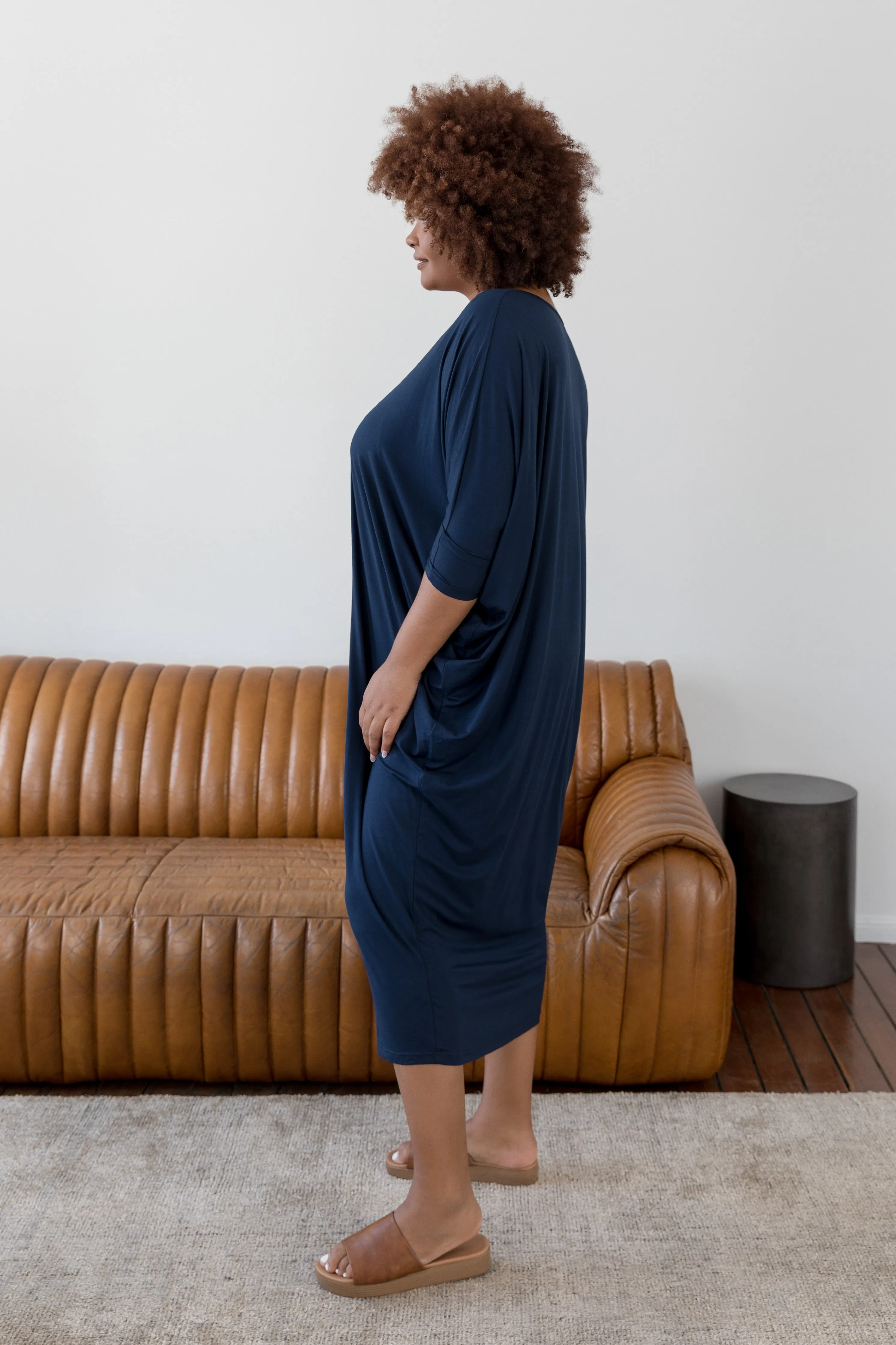 Long Sleeve Maxi Miracle Dress in Navy