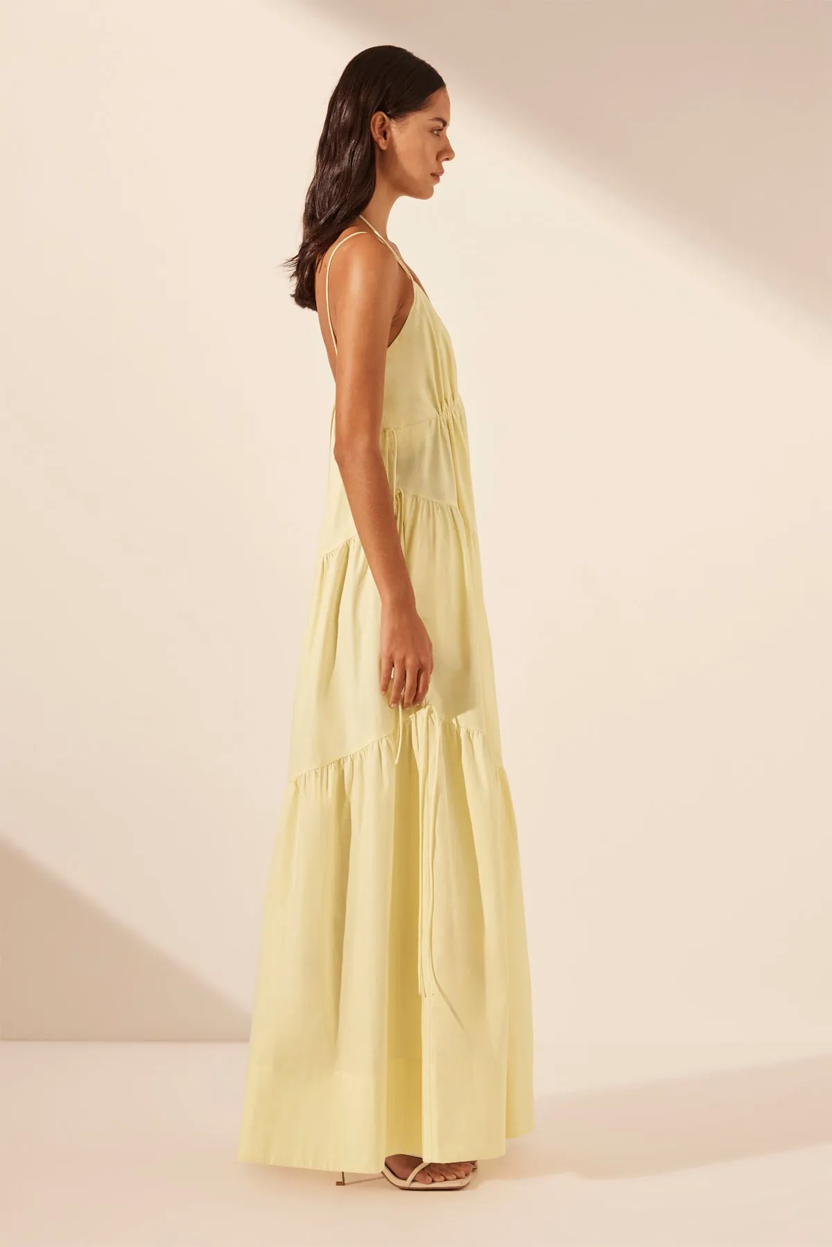 MAIORI TIERED MAXI DRESS - LEMON