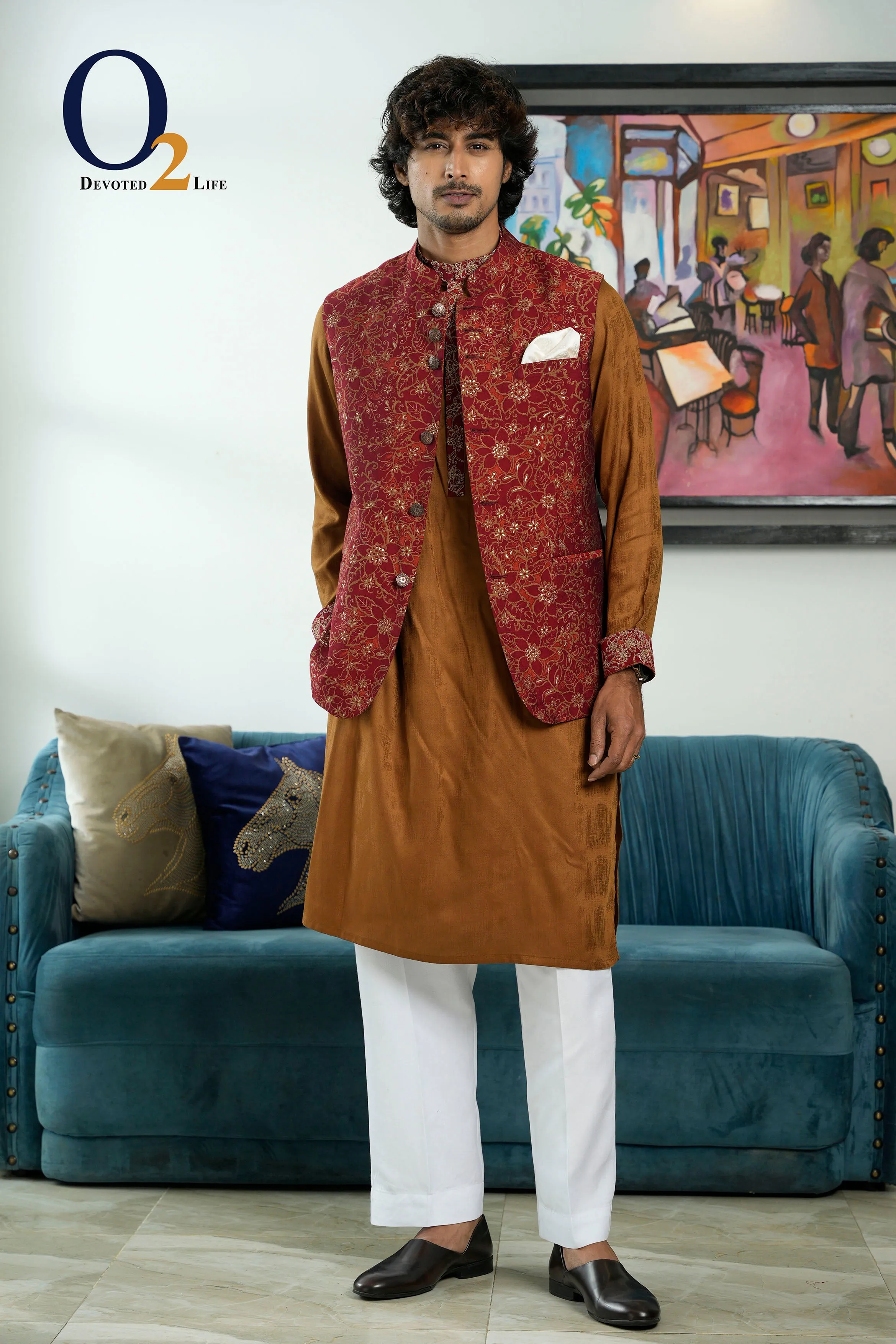 Men's Embro Handwork Panjabi With Vest