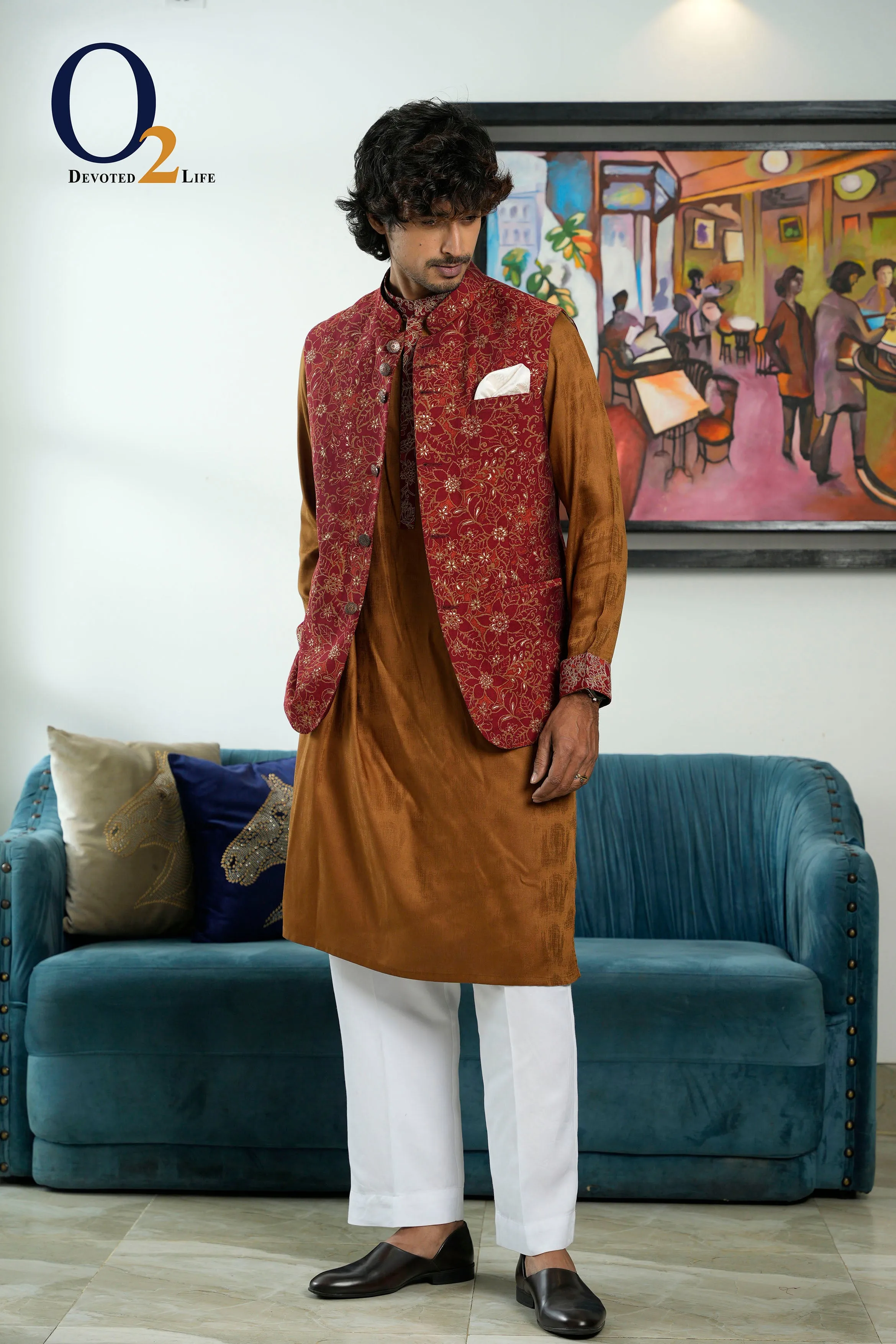 Men's Embro Handwork Panjabi With Vest