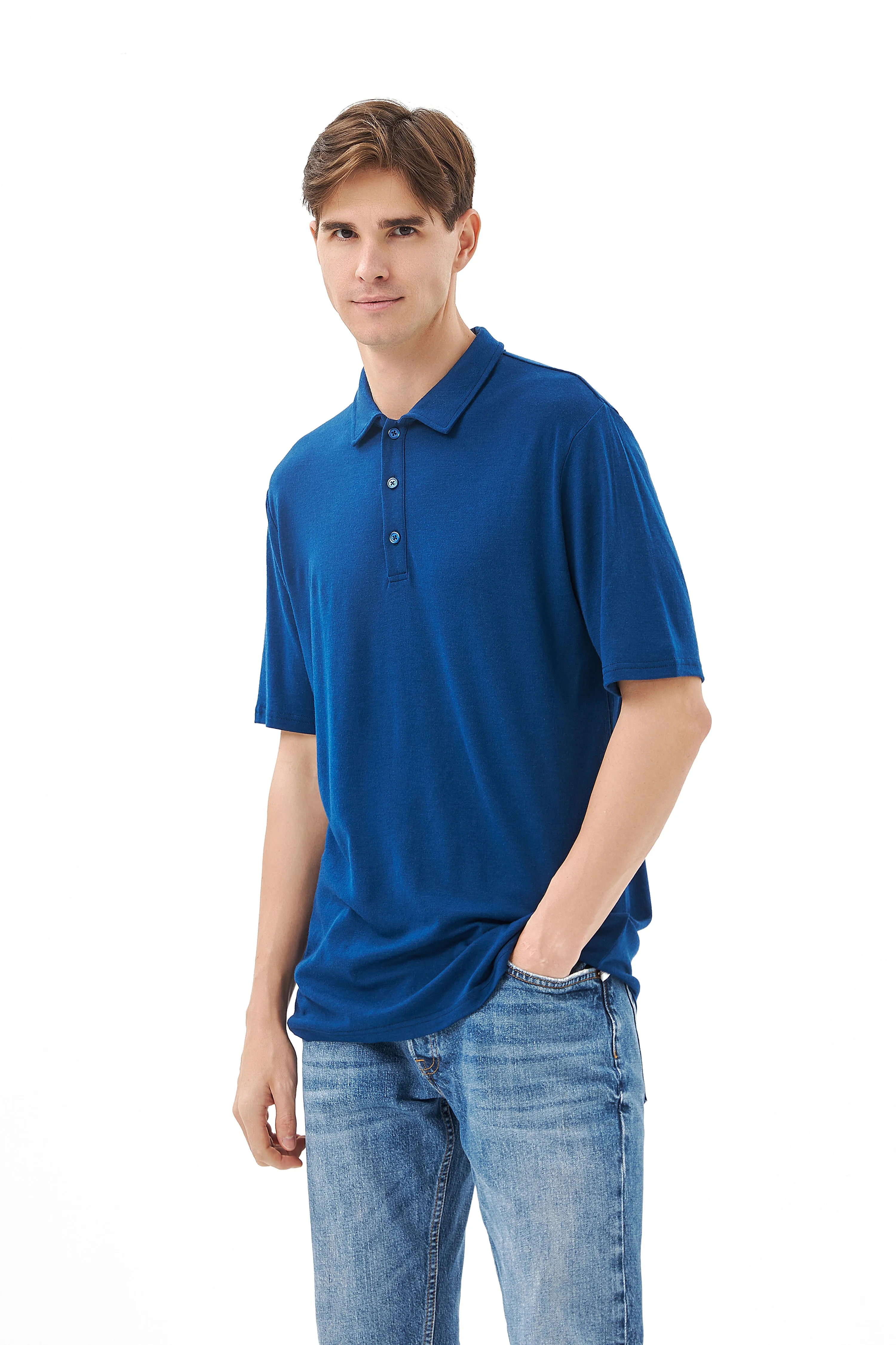 Men's Merino 170g Short Sleeve Polo Deep Royal